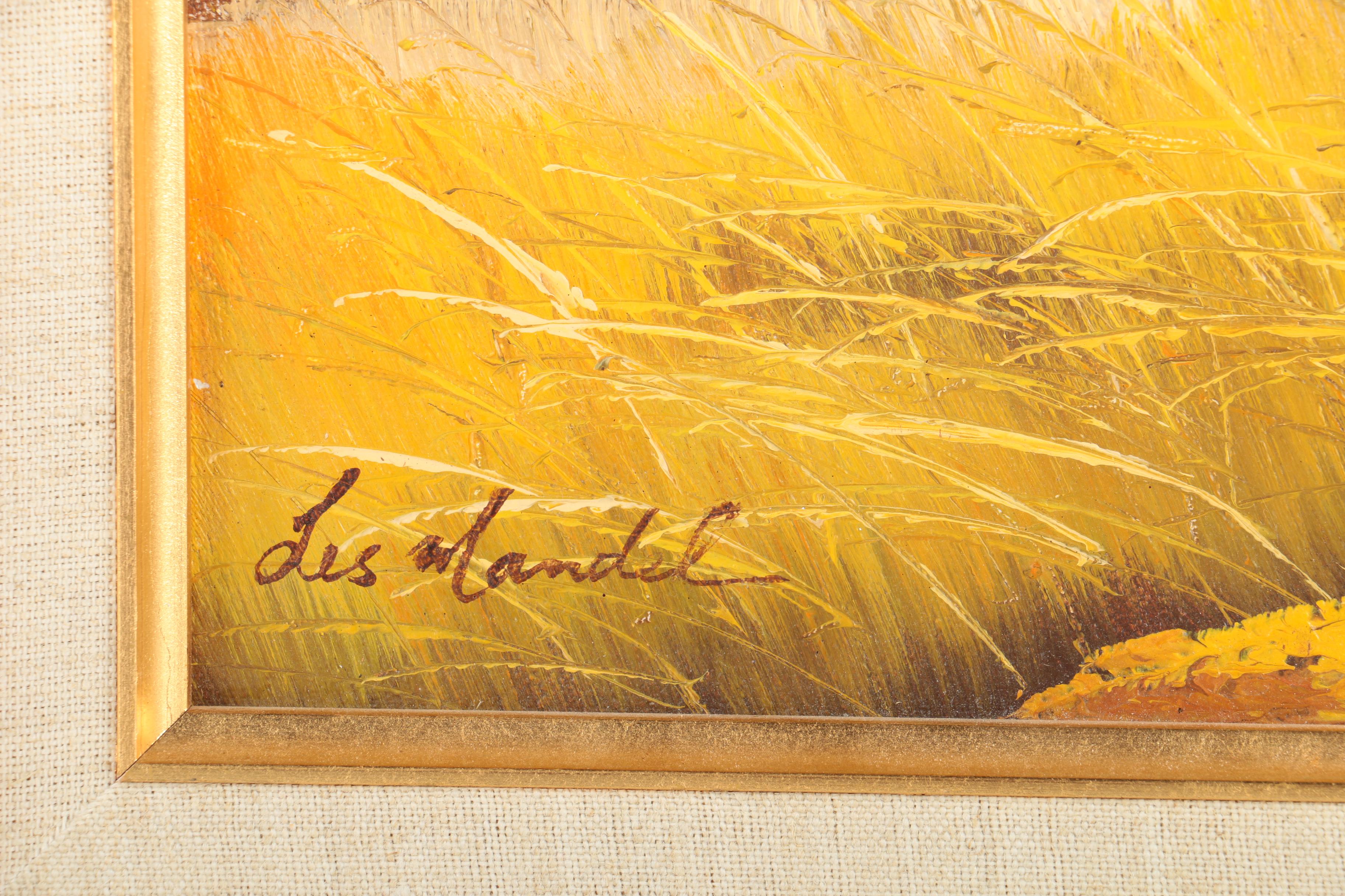 Les Mandel Oil Painting on Canvas of a Rural Landcape