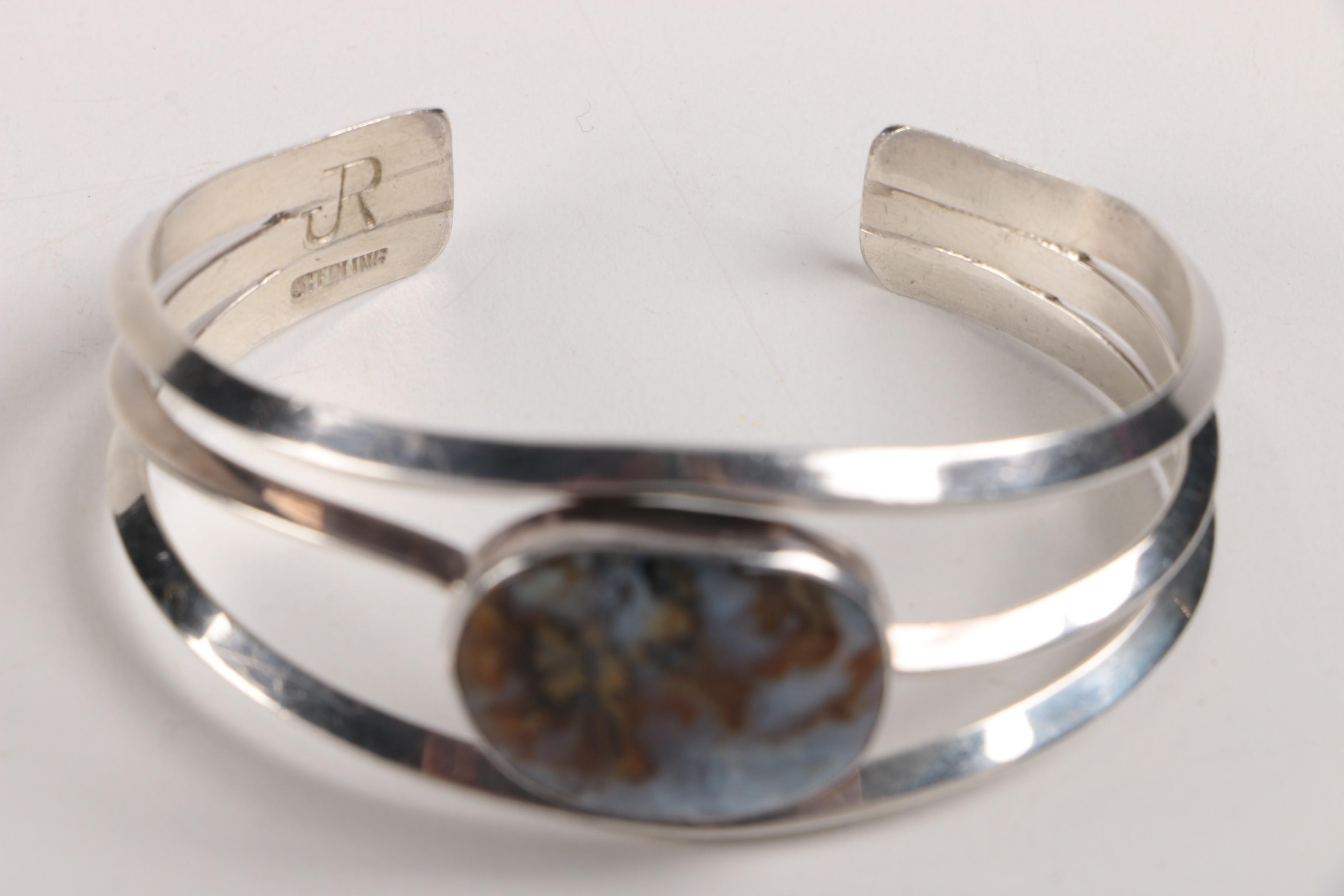 Sterling Silver Jewelry Including Jerry Roan Navajo Cuff Bracelet