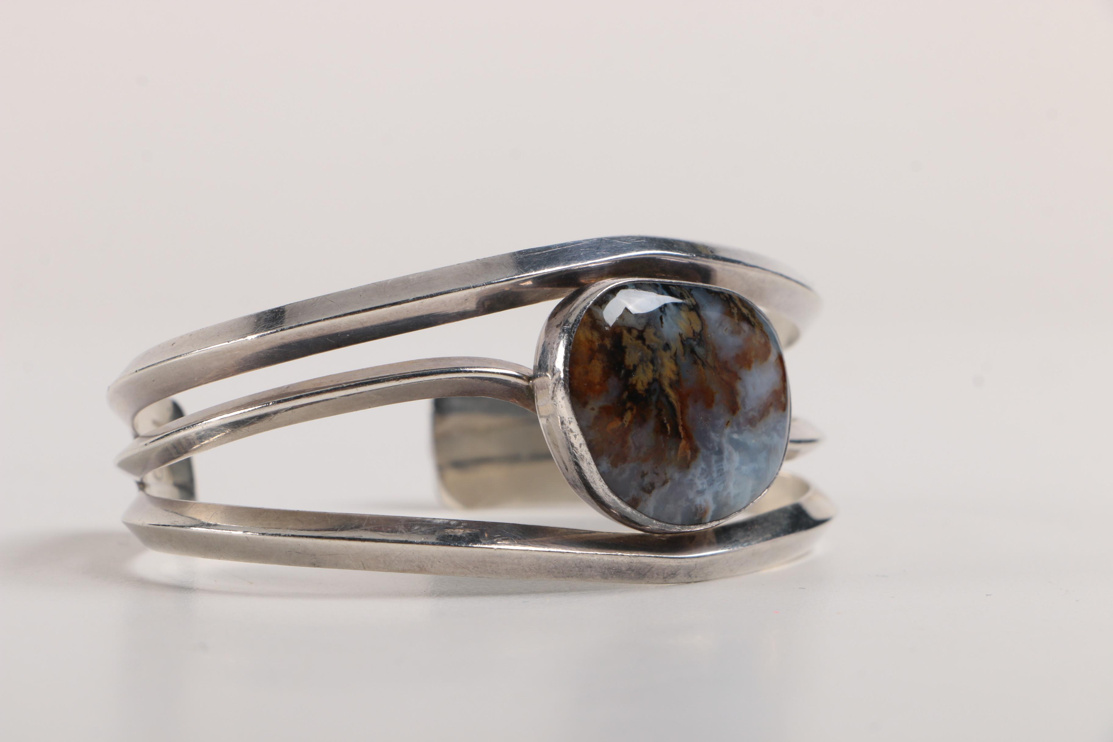 Sterling Silver Jewelry Including Jerry Roan Navajo Cuff Bracelet