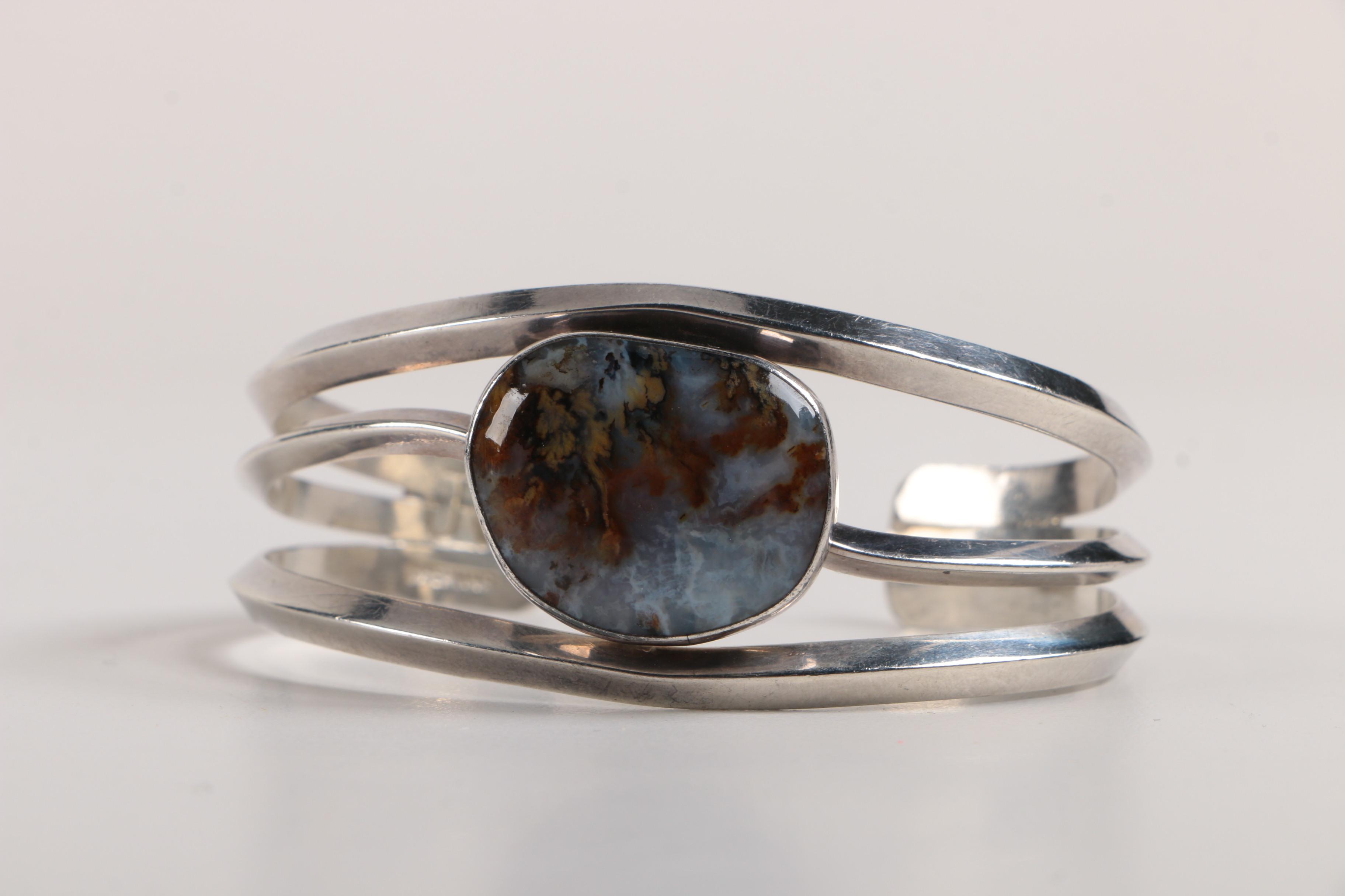 Sterling Silver Jewelry Including Jerry Roan Navajo Cuff Bracelet