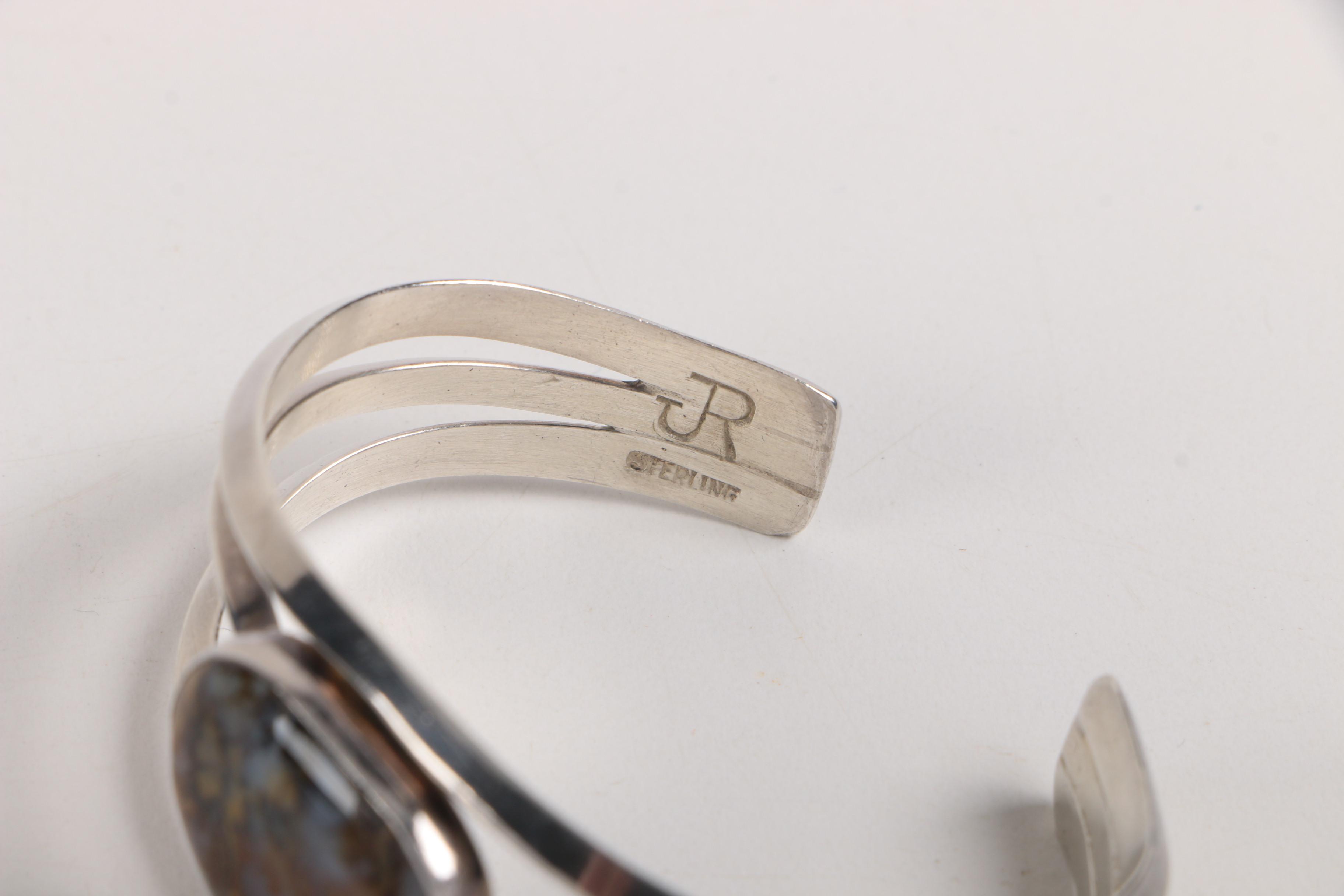 Sterling Silver Jewelry Including Jerry Roan Navajo Cuff Bracelet