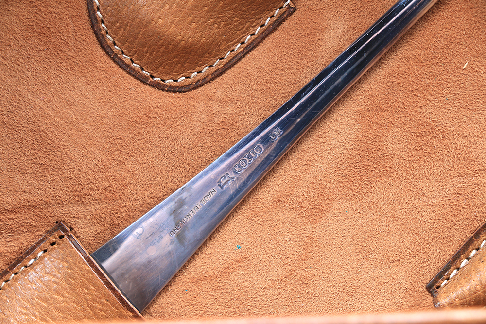 James Dixon & Sons Hallmarked Art Deco Silver Plated Field Bar in Leather Case