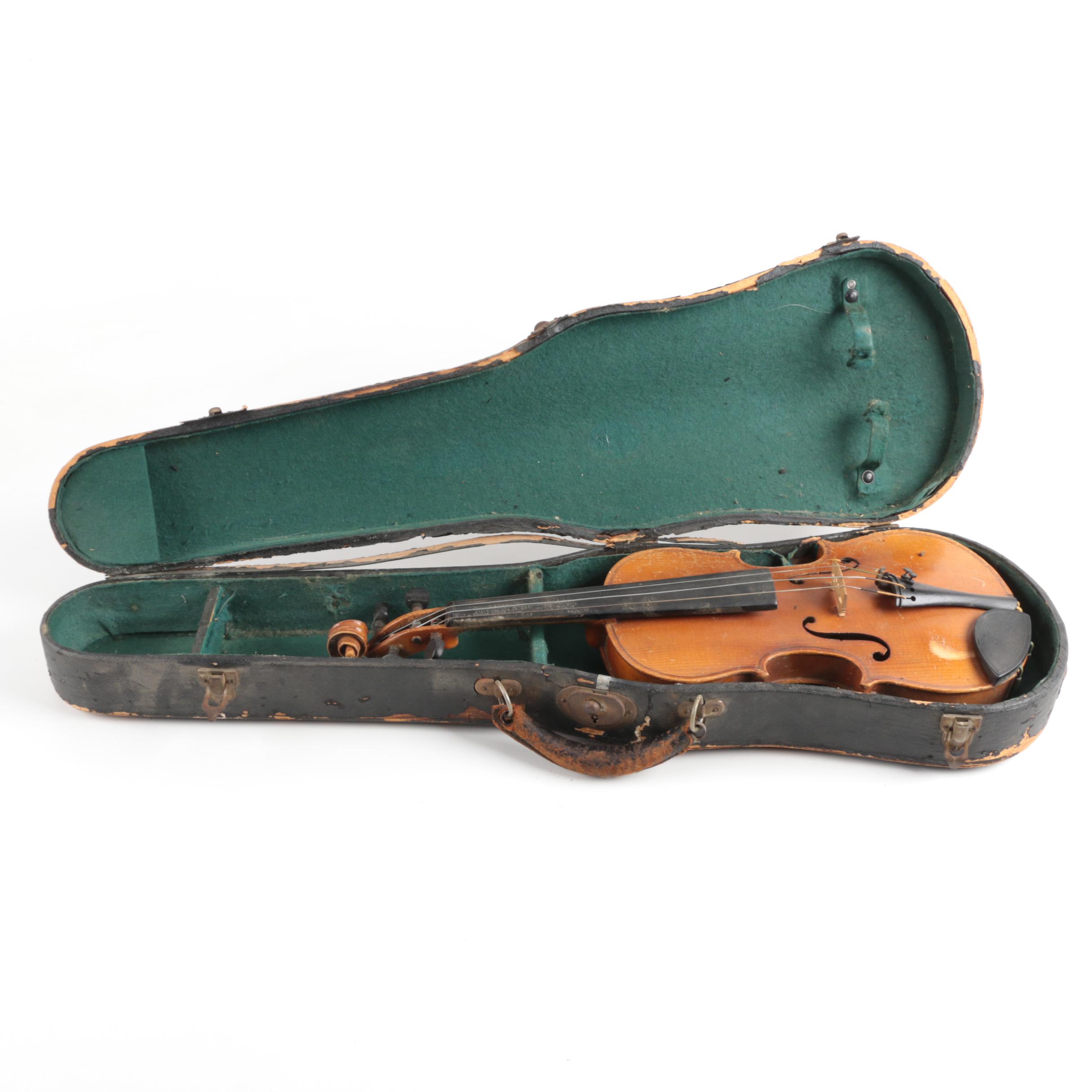 Vintage Stradivarius Reproduction Half-Size Violin and Case