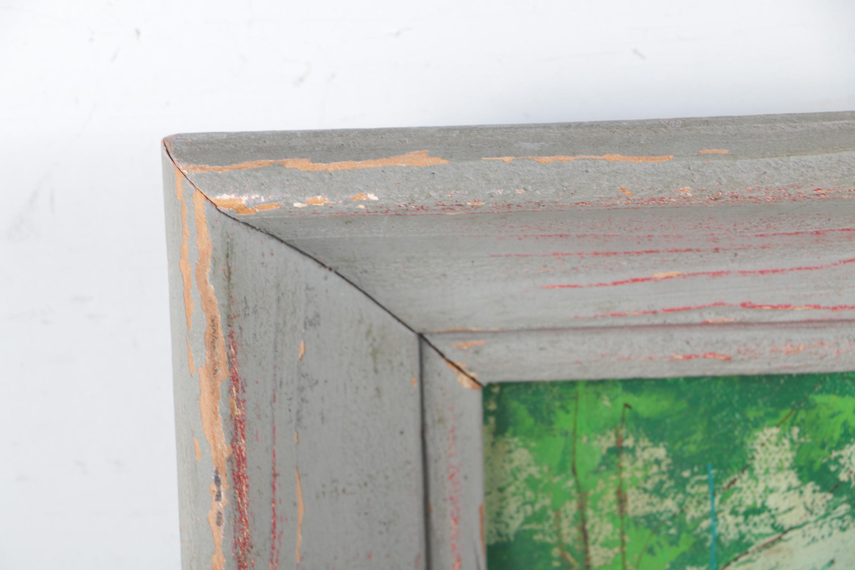 Morel Oil Painting on Canvas of Woman in Red Dress Against Wooded Backdrop