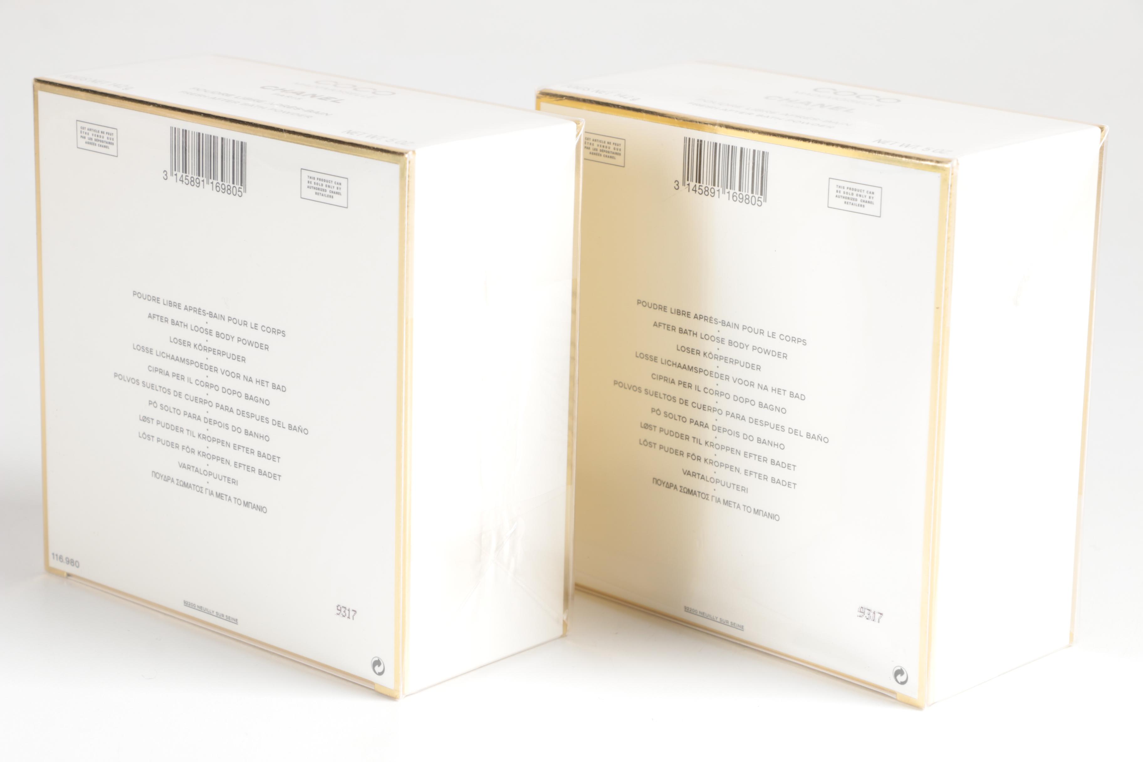 Pair of Chanel "Coco Mademoiselle" Bath Powder