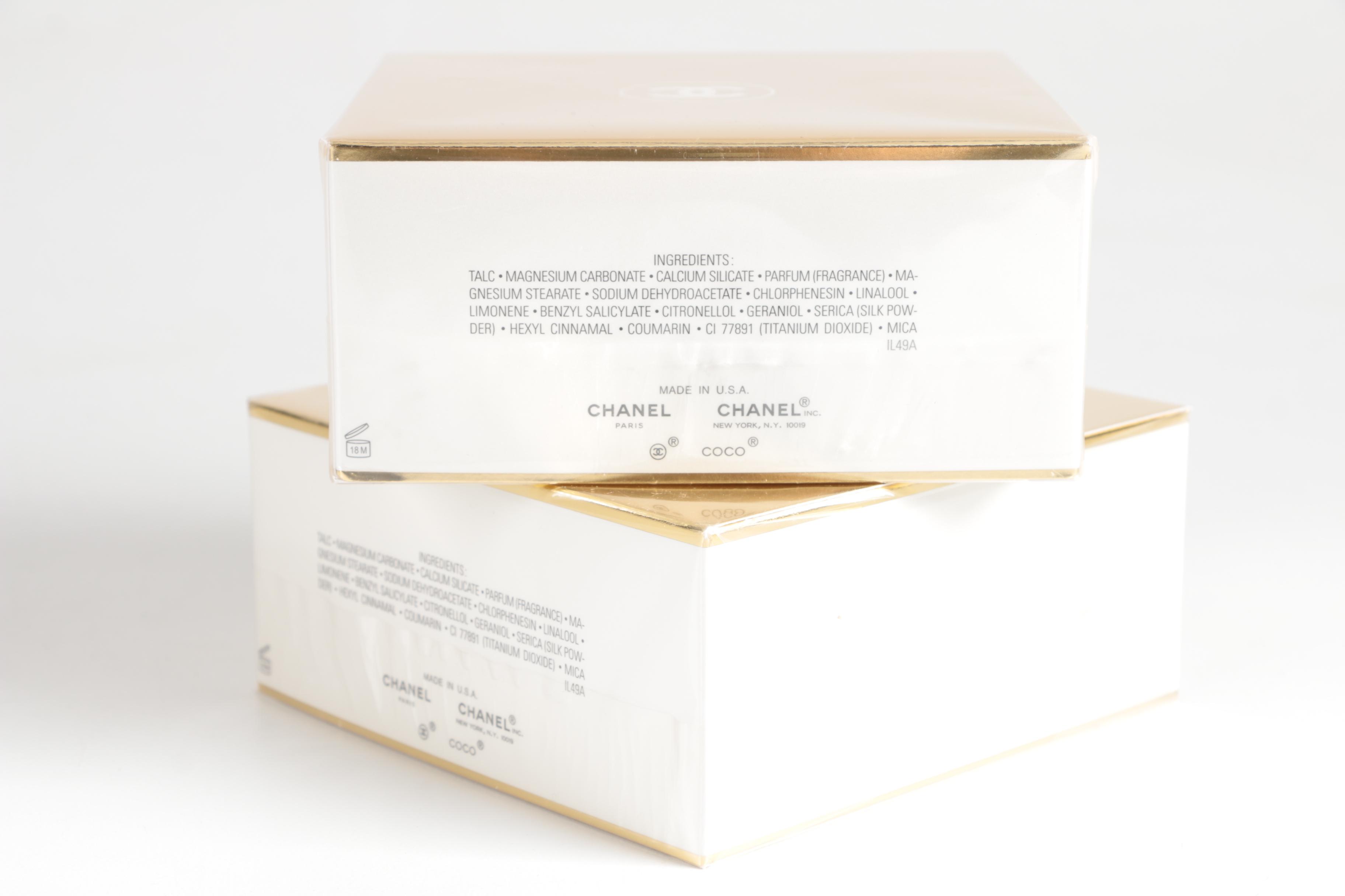 Pair of Chanel "Coco Mademoiselle" Bath Powder