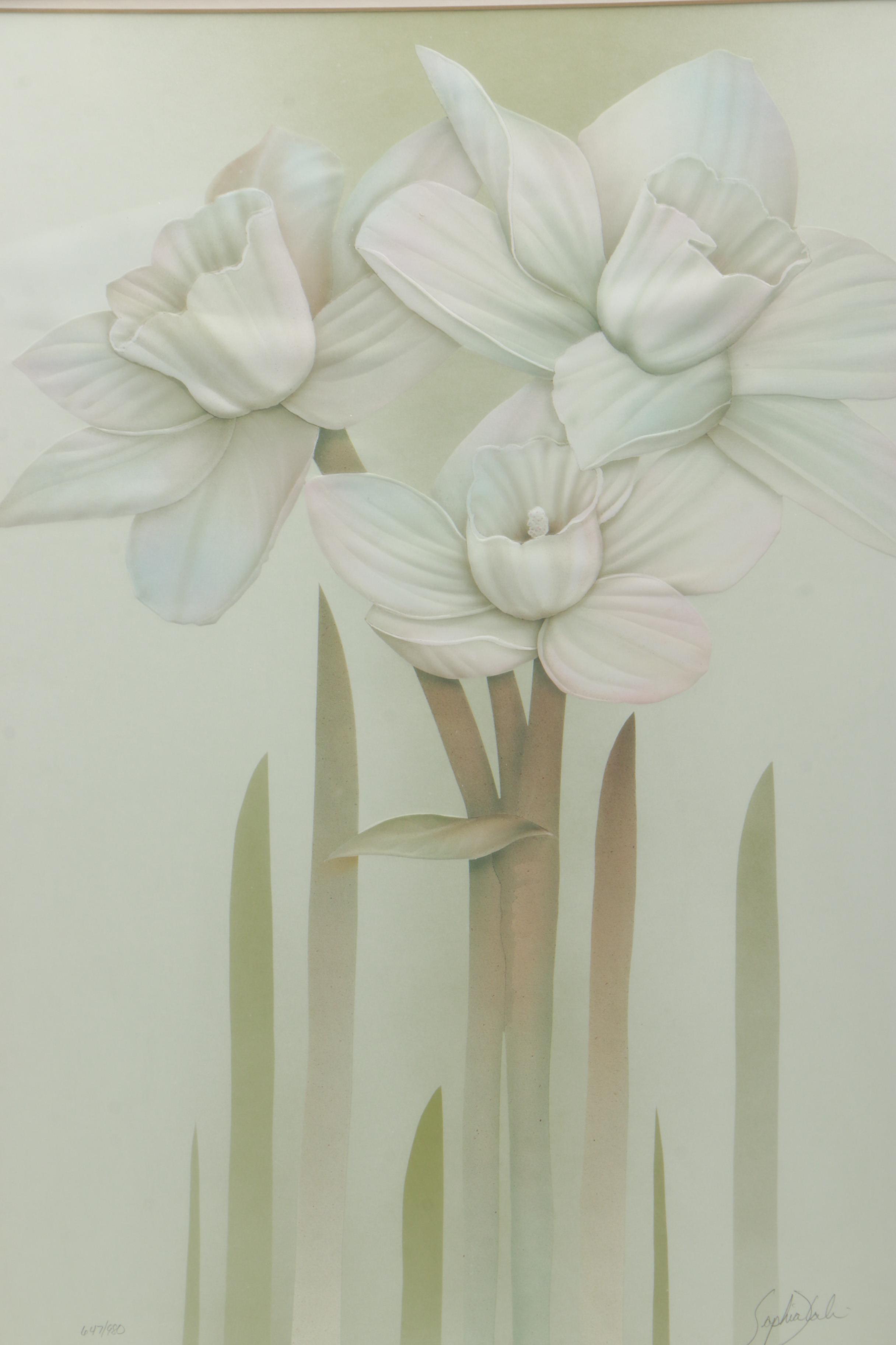 Sophia Kali Limited Edition Reproduction Print of White Flowers