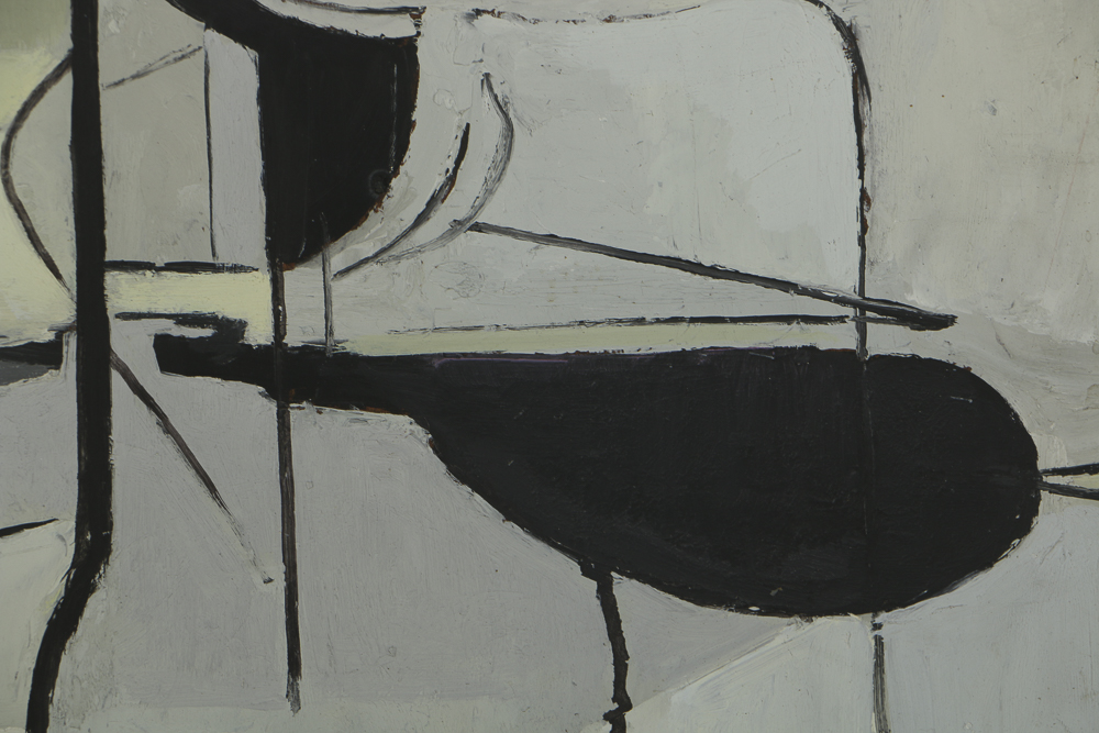 Edwin Zoller Oil Painting on Masonite Abstract Composition