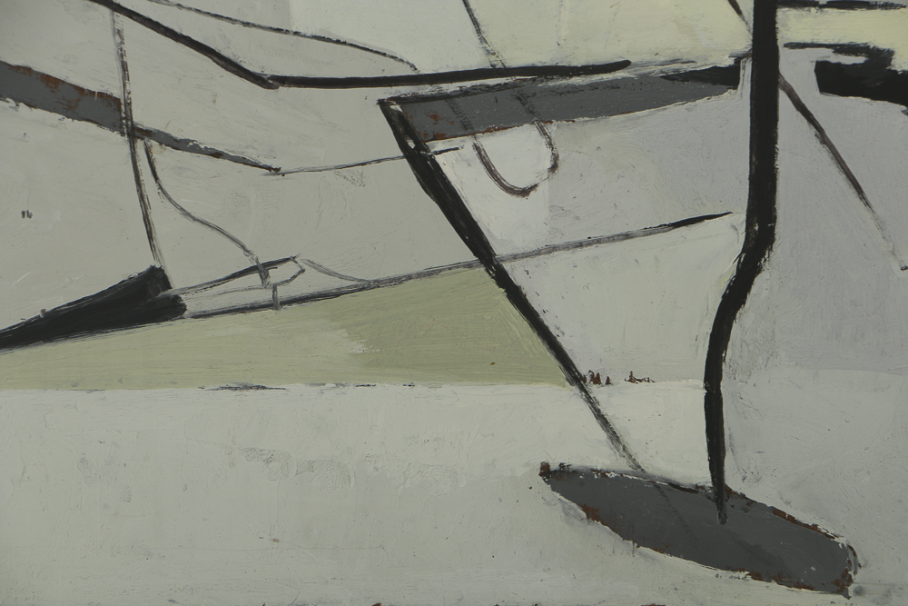 Edwin Zoller Oil Painting on Masonite Abstract Composition