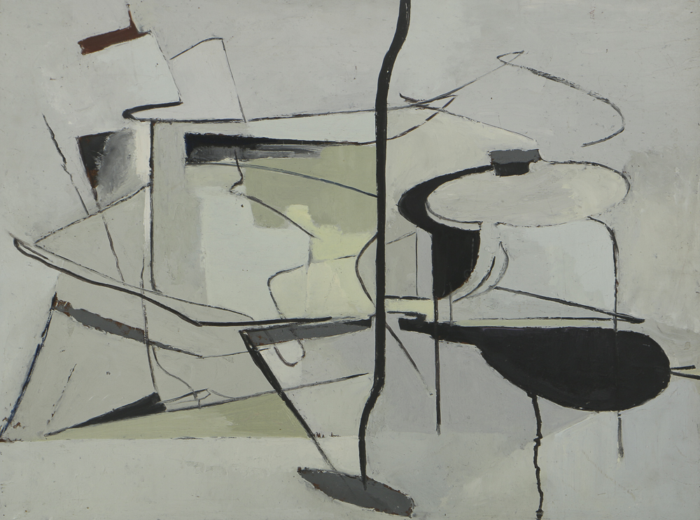 Edwin Zoller Oil Painting on Masonite Abstract Composition