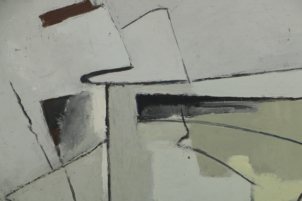 Edwin Zoller Oil Painting on Masonite Abstract Composition