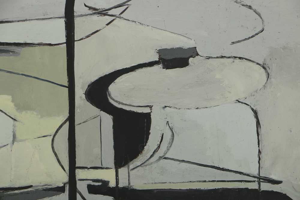 Edwin Zoller Oil Painting on Masonite Abstract Composition