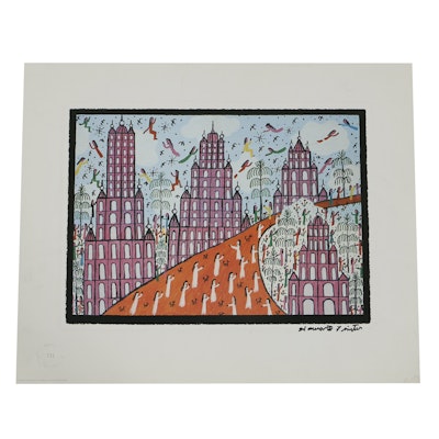 Howard Finster Offset Lithograph on Paper "Stairway to Heaven" Howard Finster Offset Lithograph on Paper "Stairway to Heaven"