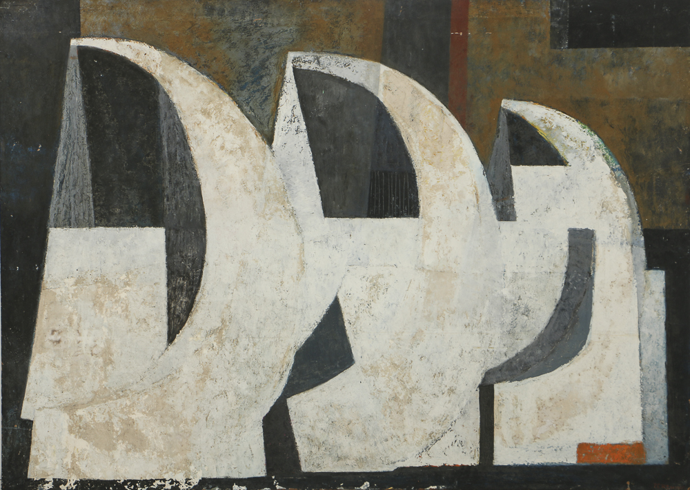 Louise Pershing Oil Painting on Wood Abstract Composition