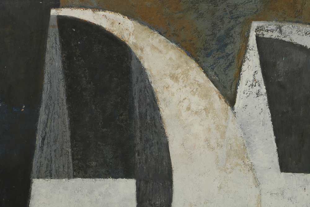 Louise Pershing Oil Painting on Wood Abstract Composition