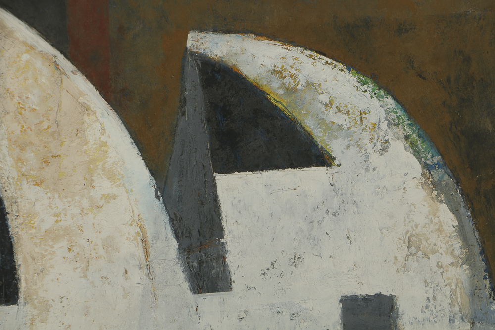 Louise Pershing Oil Painting on Wood Abstract Composition