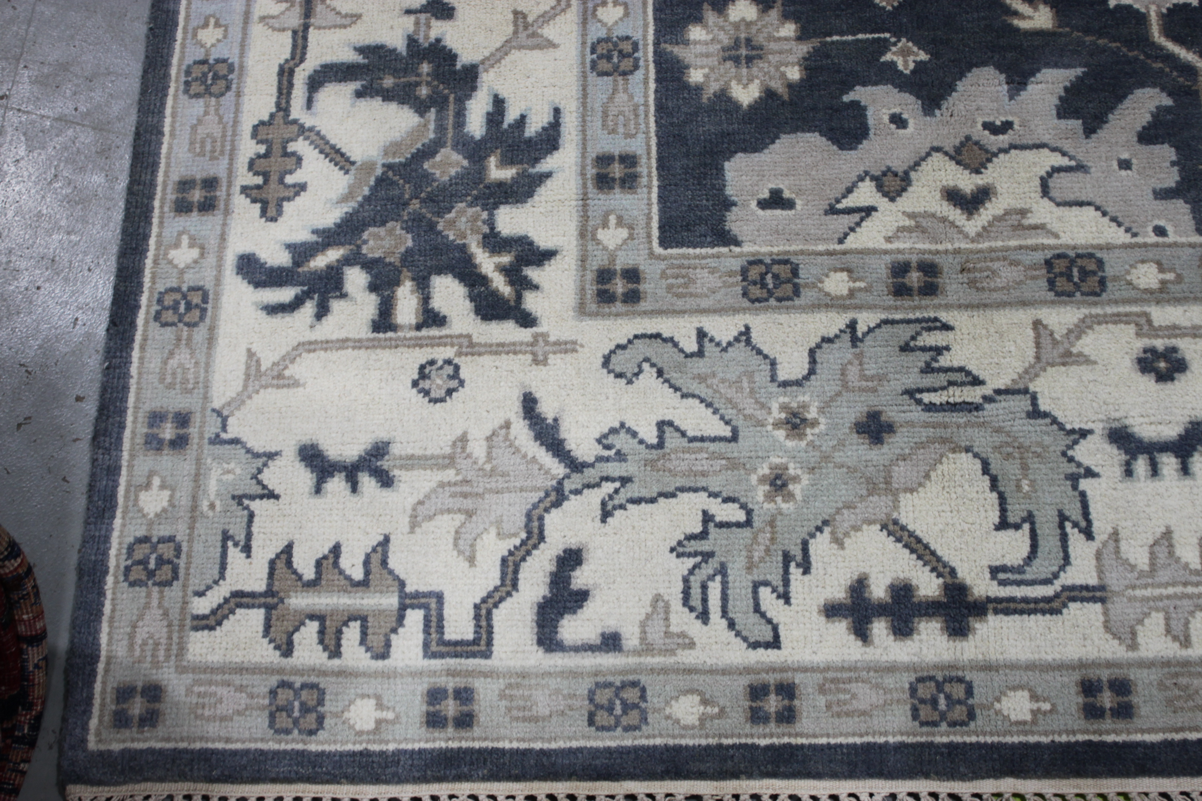 Hand-Knotted Indo-Turkish Oushak  Chobi Area Rug