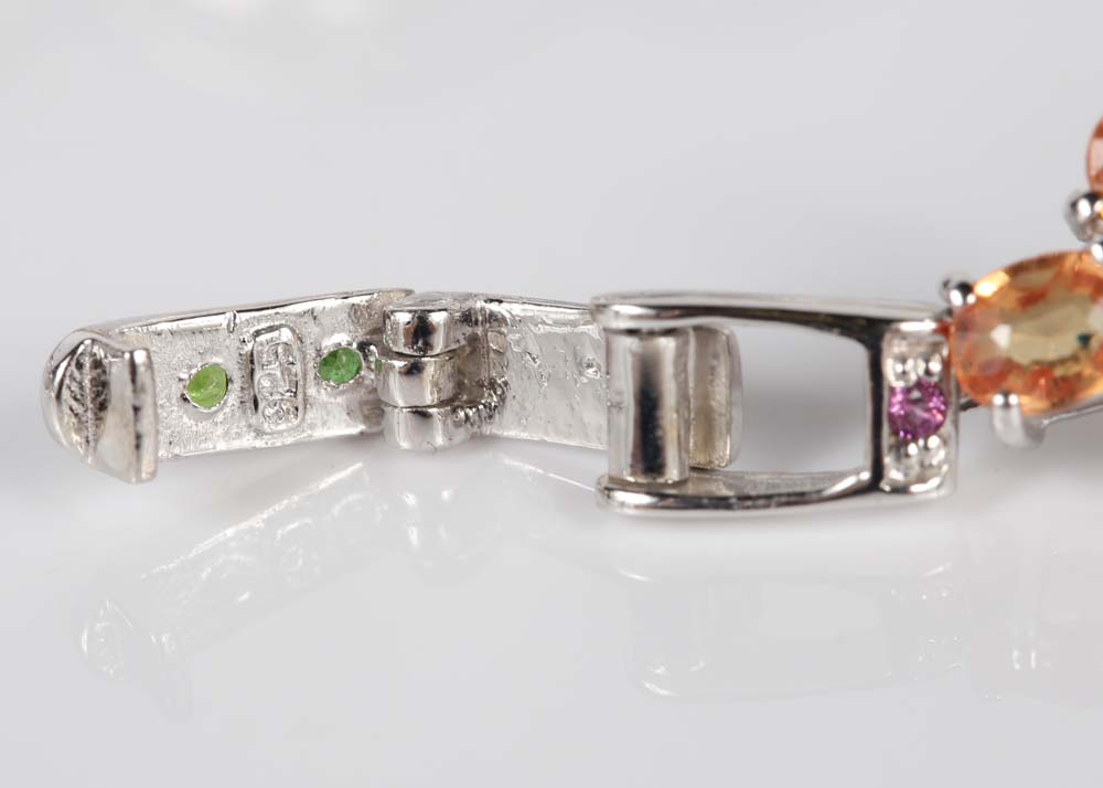 Sterling Silver Multi-Colored Sapphire, Tourmaline and Peridot Bracelet