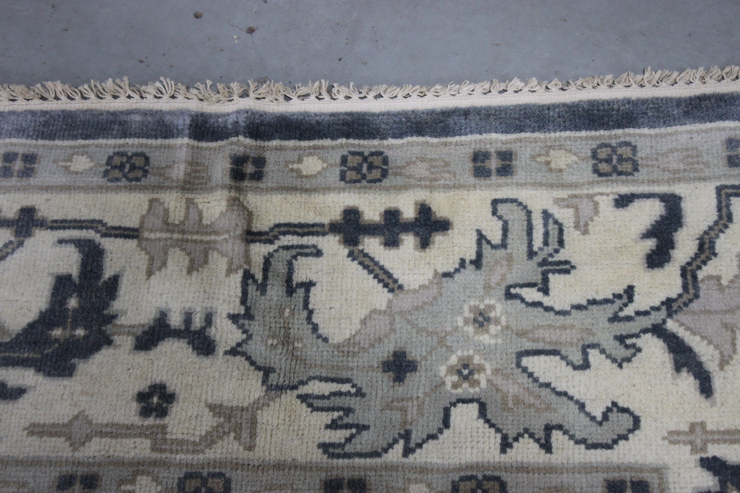 Hand-Knotted Indo-Turkish Oushak  Chobi Area Rug