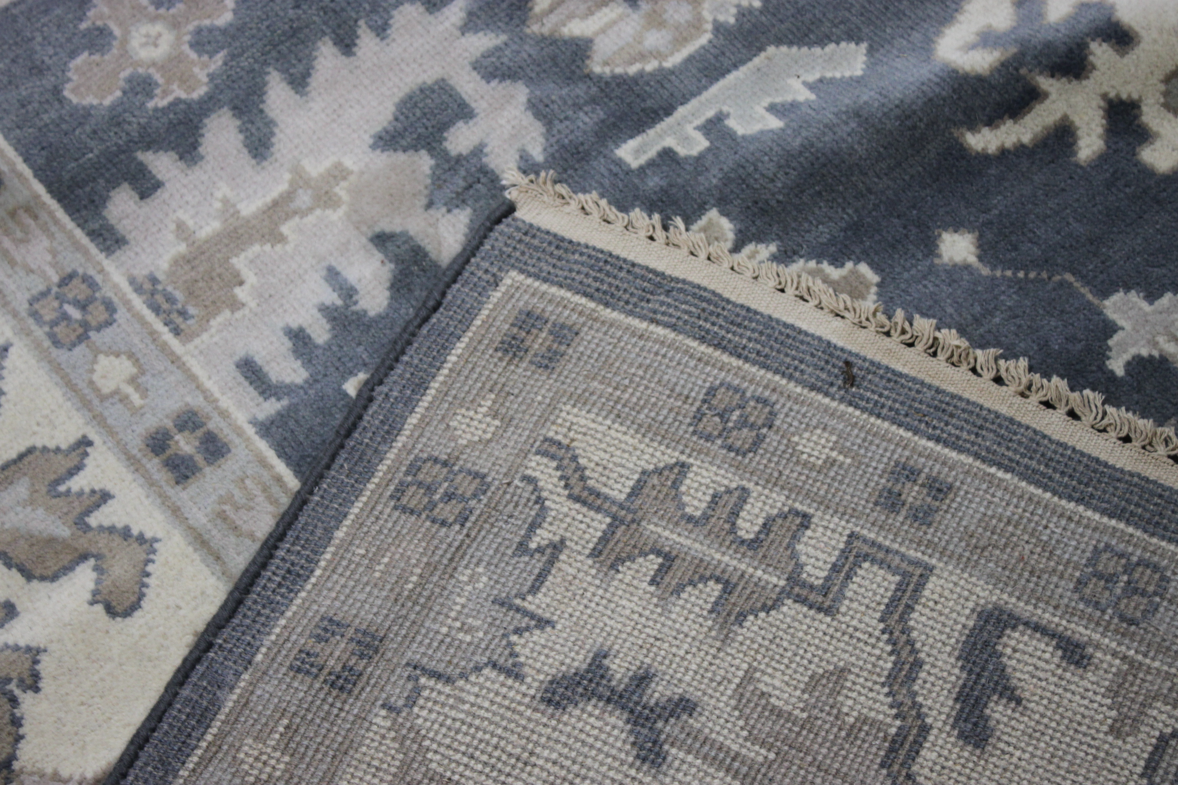 Hand-Knotted Indo-Turkish Oushak  Chobi Area Rug