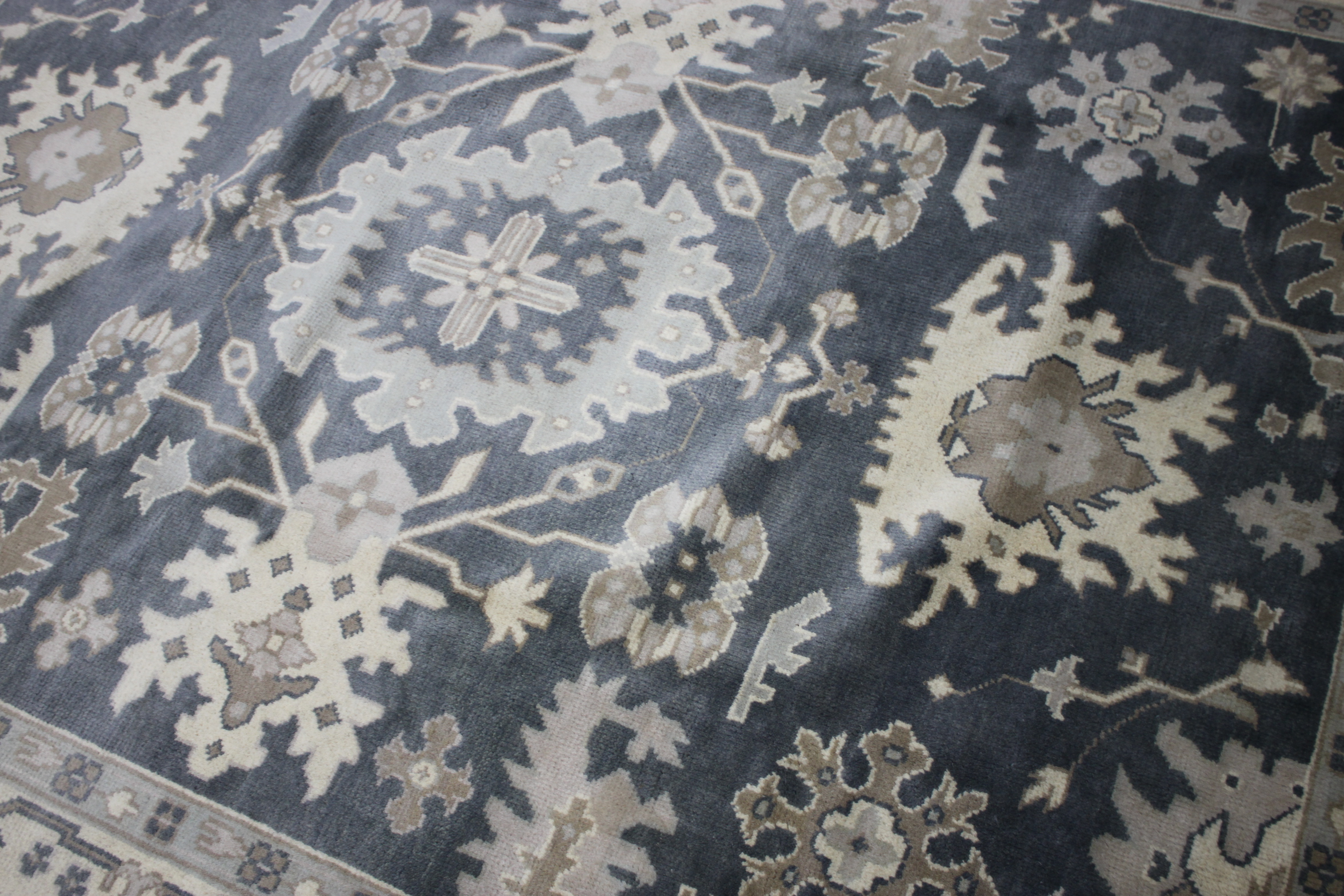 Hand-Knotted Indo-Turkish Oushak  Chobi Area Rug