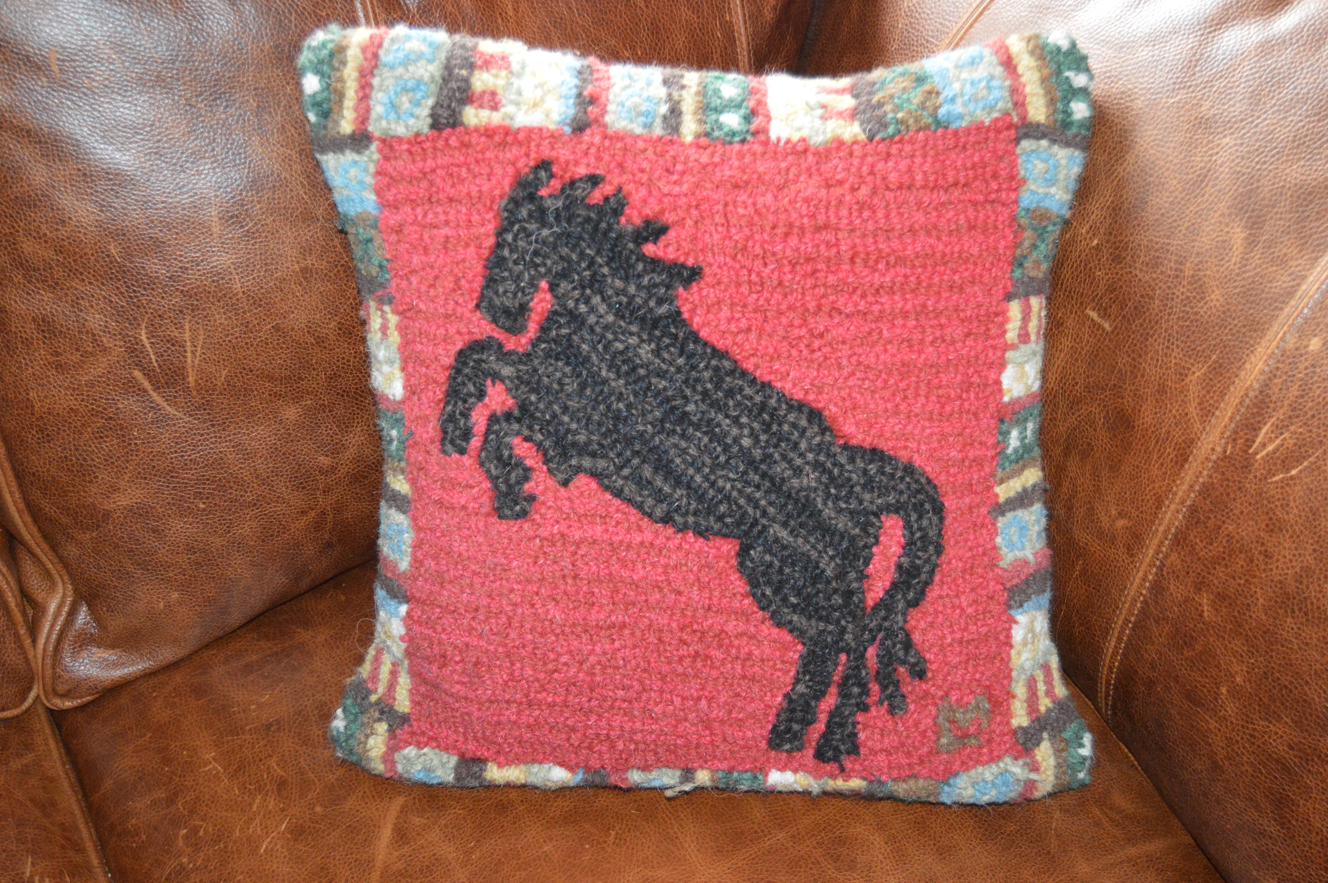 Needlepoint and Hand-Knotted Horse and Bovine Decorative Pillows