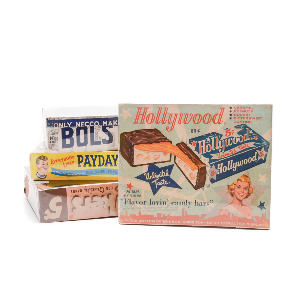Four Vintage Empty Candy Boxes