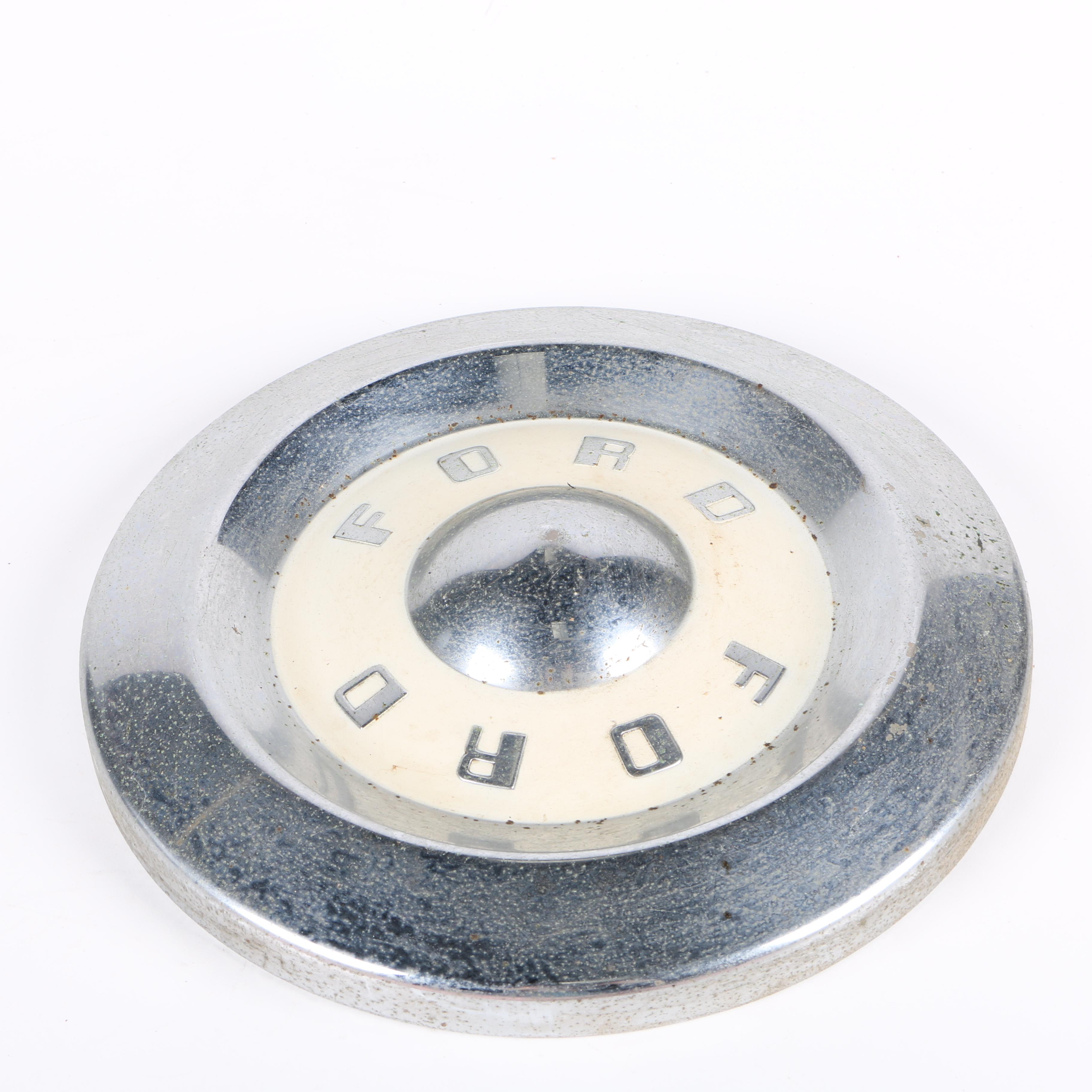 Empire State Building Pennant with Vintage Ford Dog Dish Hubcap