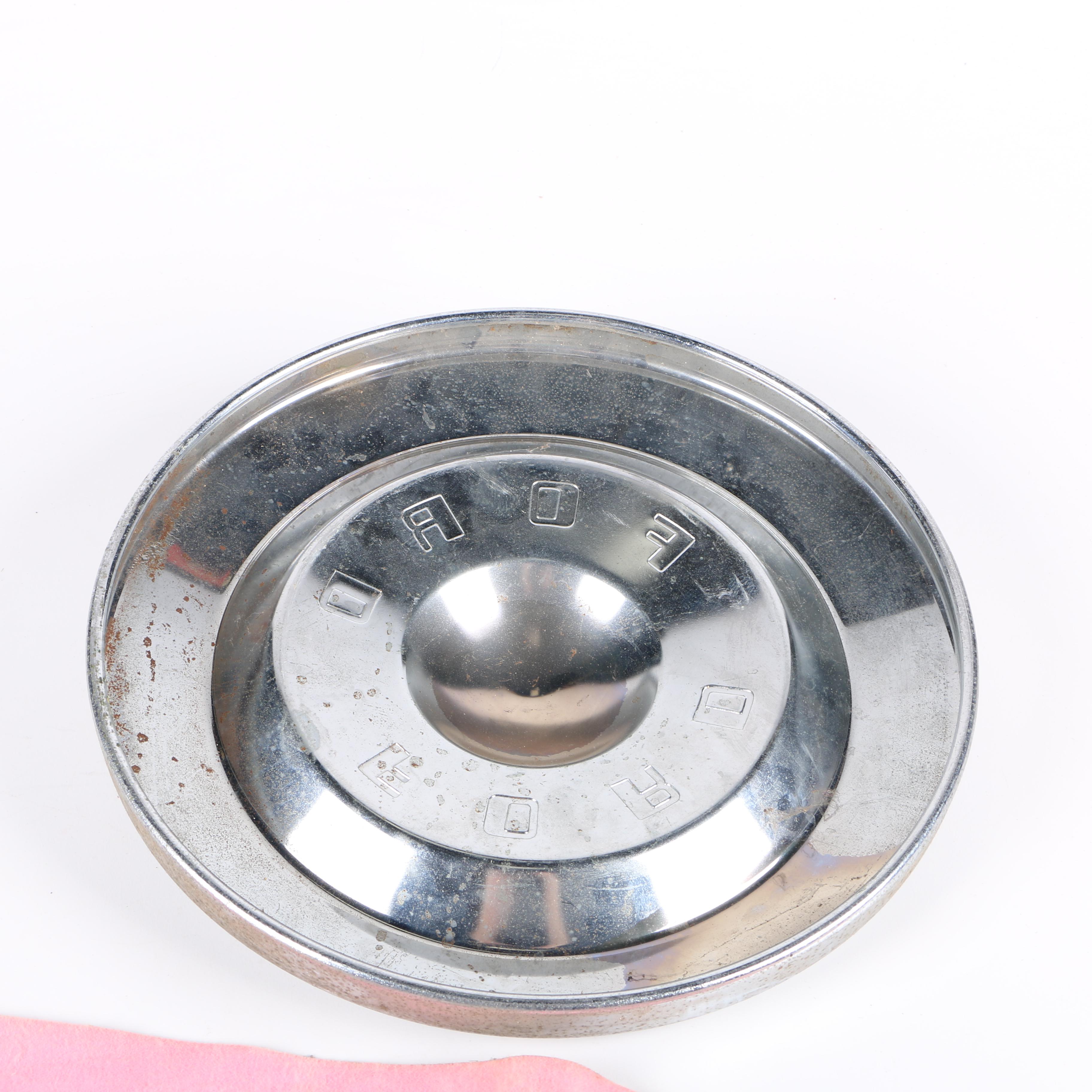 Empire State Building Pennant with Vintage Ford Dog Dish Hubcap