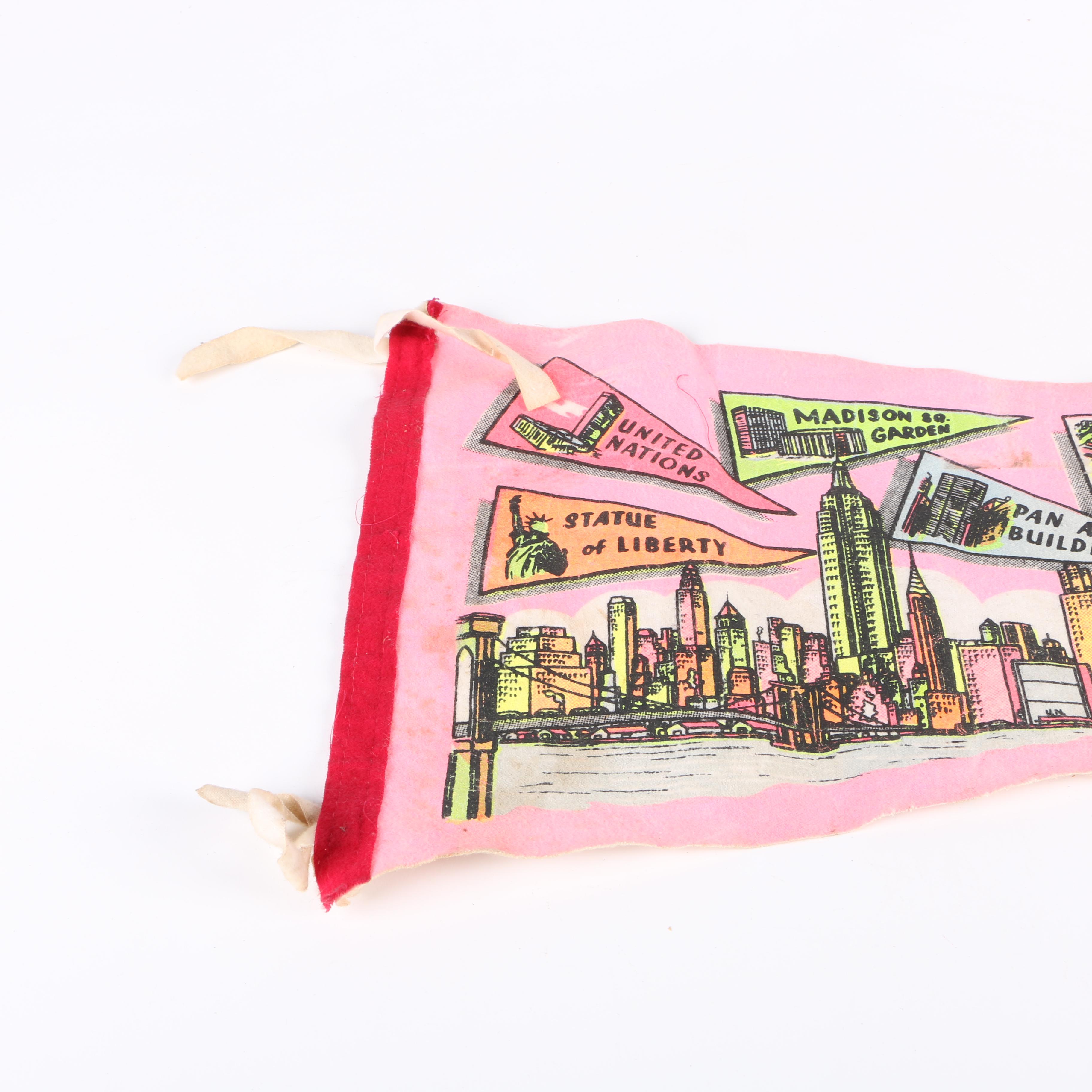 Empire State Building Pennant with Vintage Ford Dog Dish Hubcap