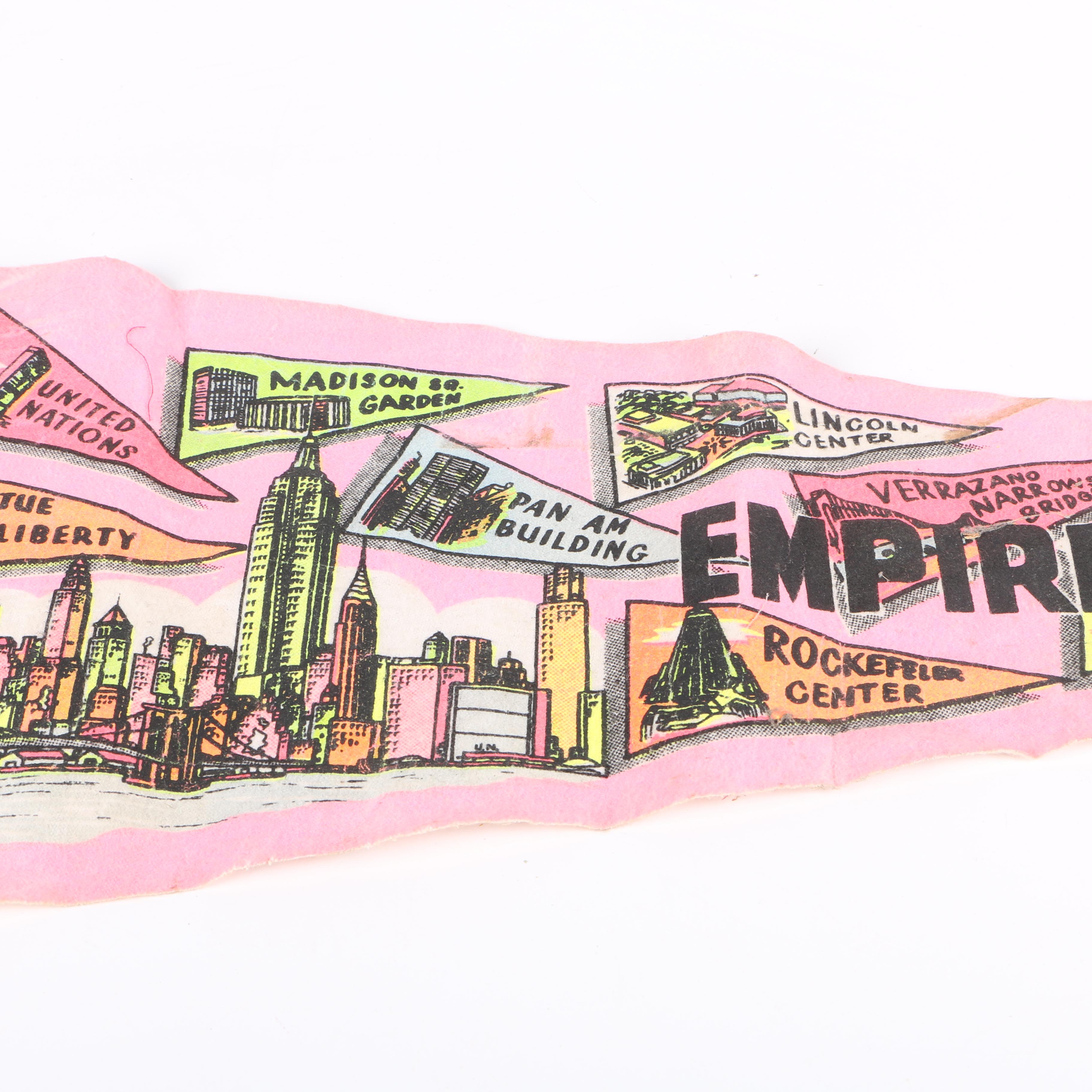 Empire State Building Pennant with Vintage Ford Dog Dish Hubcap