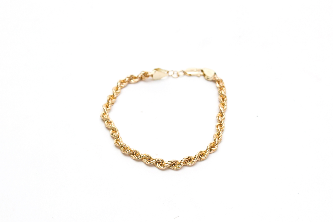 18K Yellow Gold Bracelet with 14K Yellow Gold Clasp