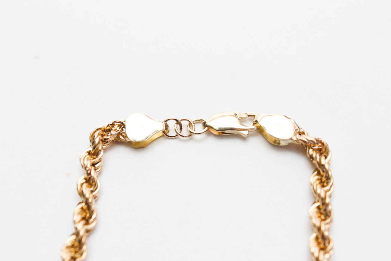 18K Yellow Gold Bracelet with 14K Yellow Gold Clasp