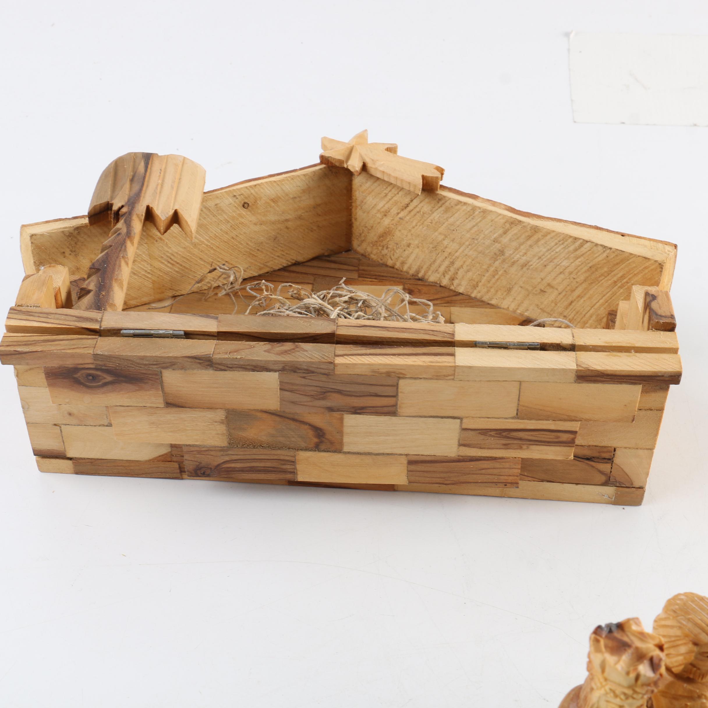 A Vintage Carved Wooden Nativity Scene