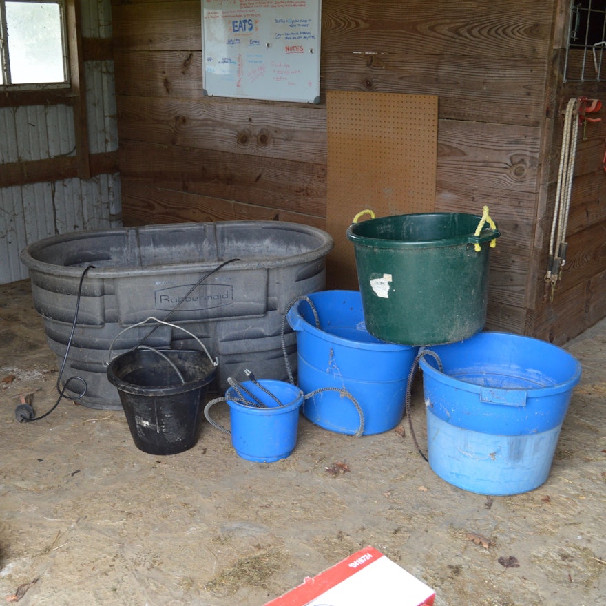 Horse Feeding Troughs with Electric Heating Elements