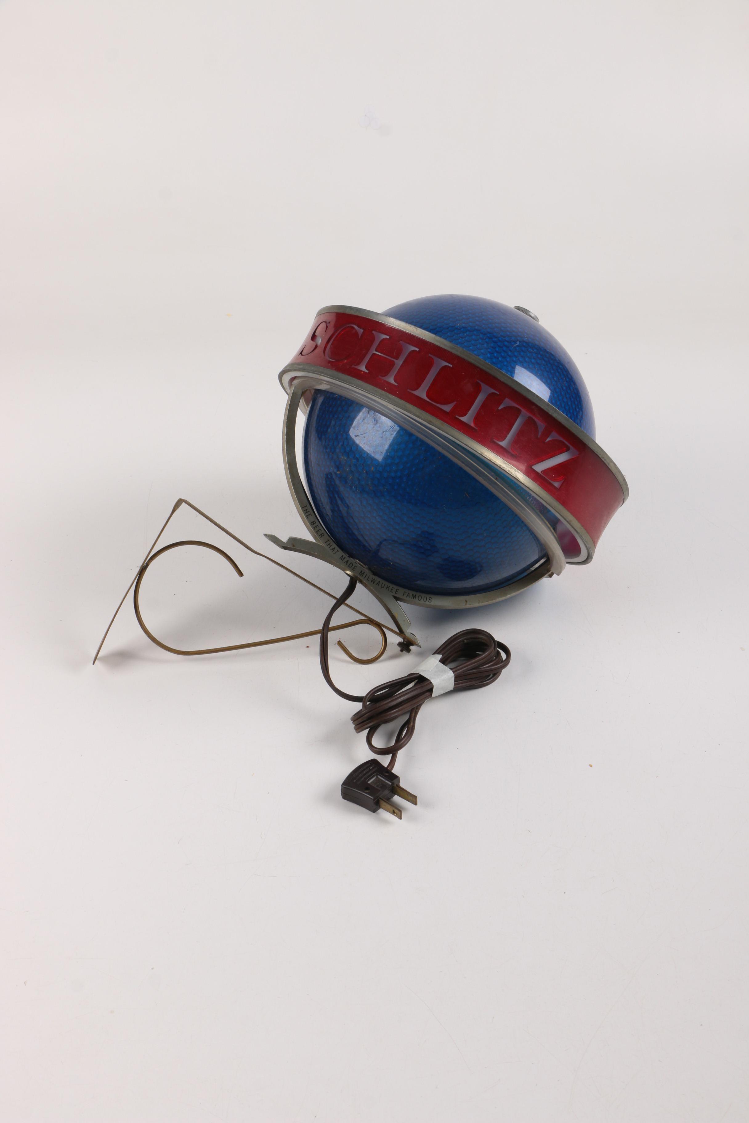 Vintage Schlitz Beer Blue Globe Hanging Light
