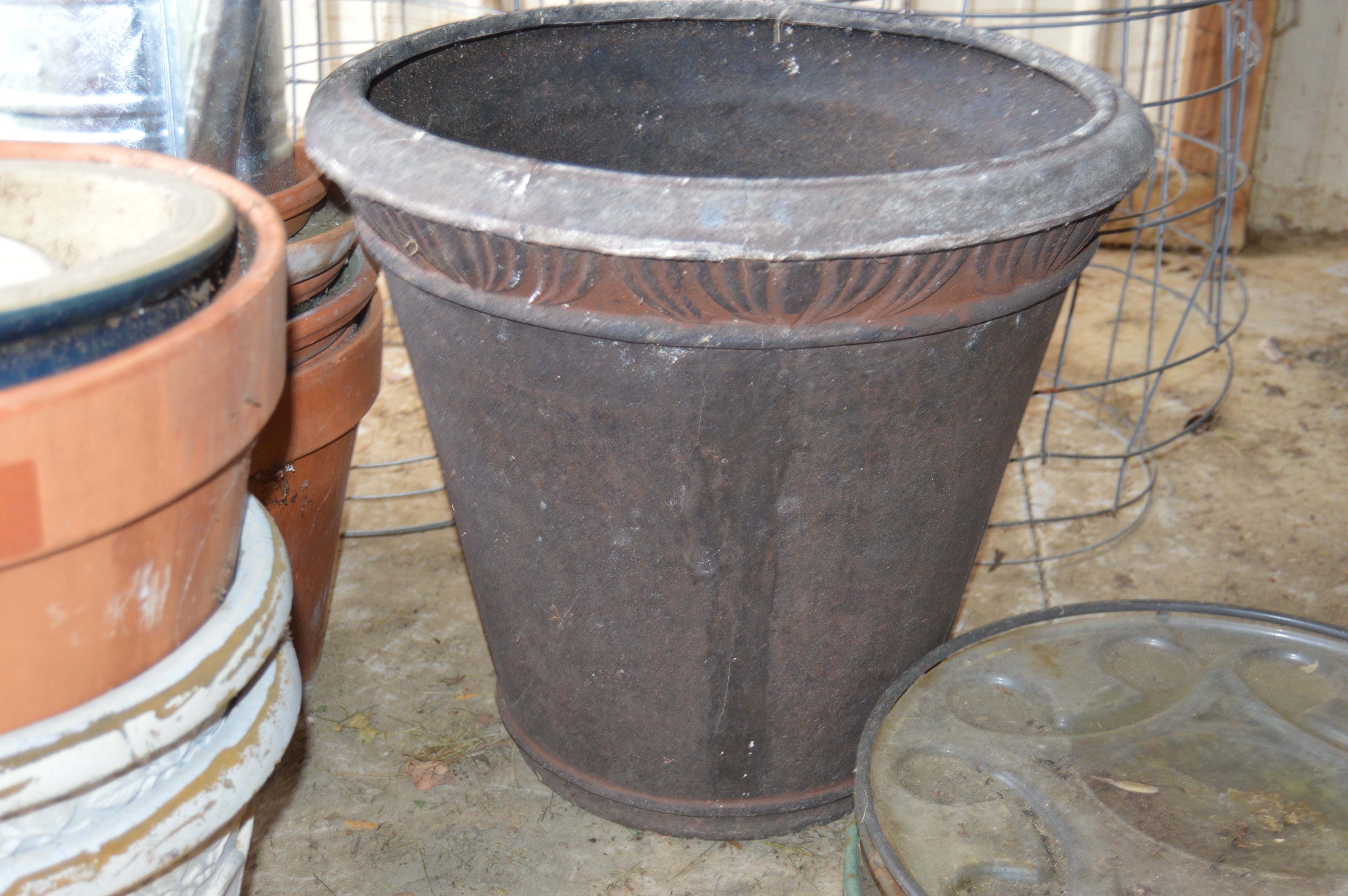 Outdoor Garden Pots and Tomato Cages