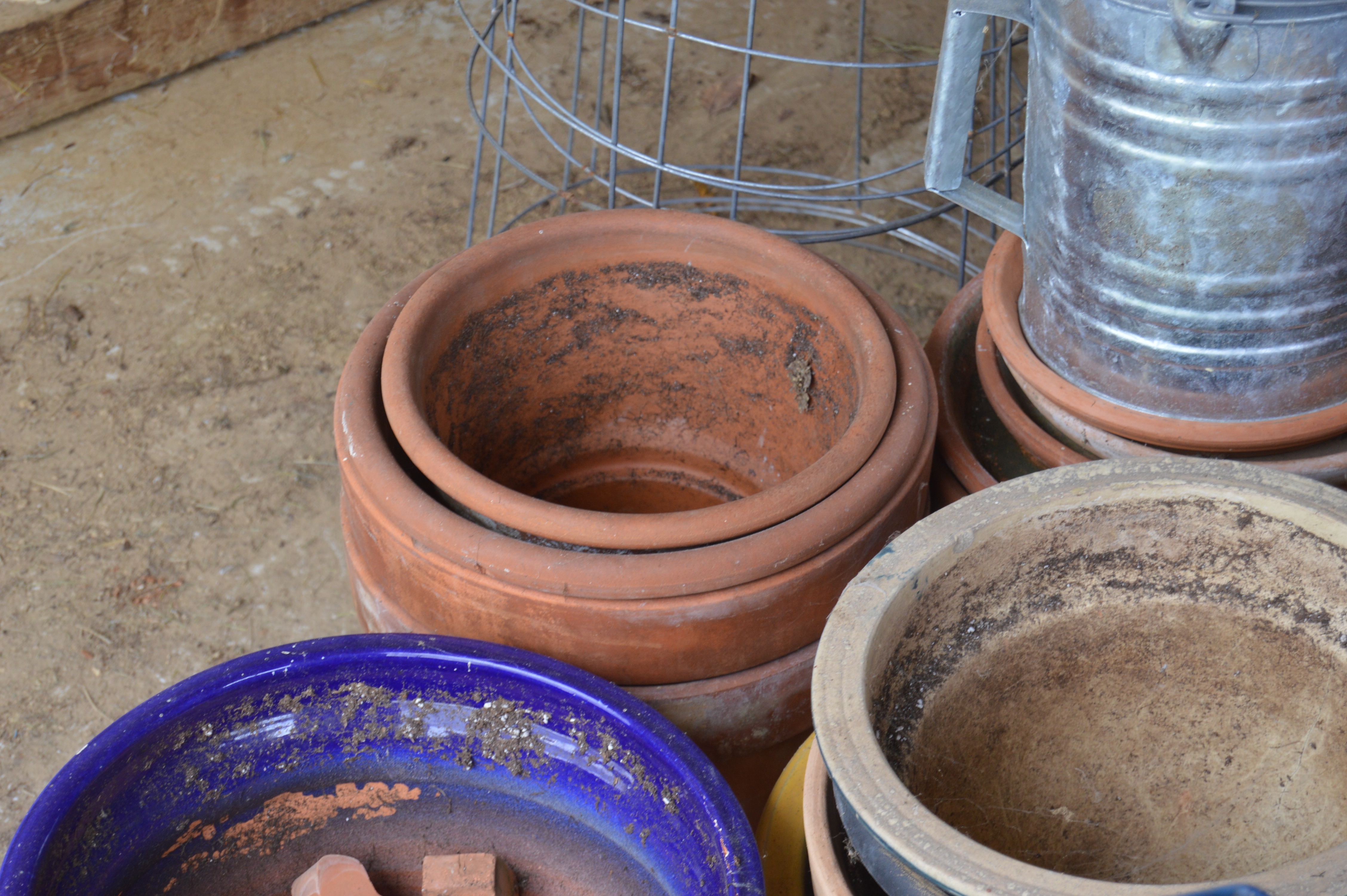 Outdoor Garden Pots and Tomato Cages