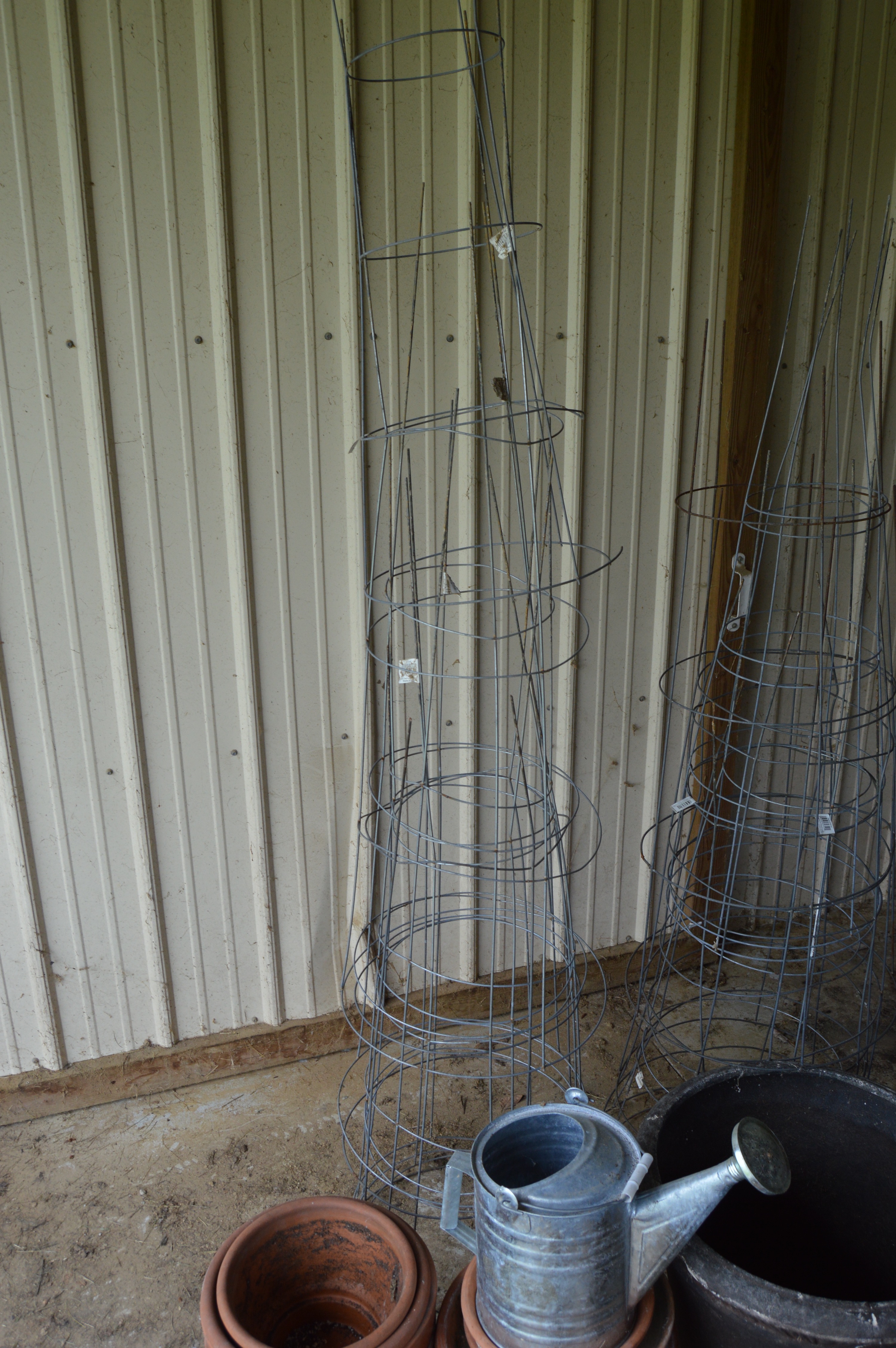 Outdoor Garden Pots and Tomato Cages