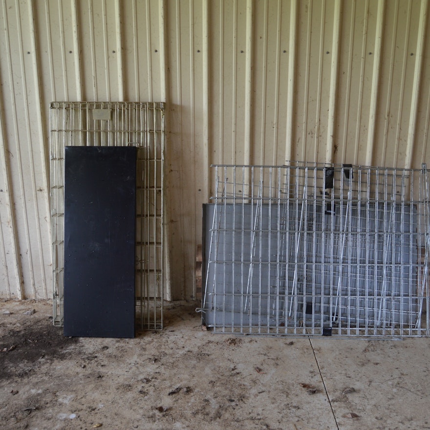 Two Collapsible Metal Dog Crates