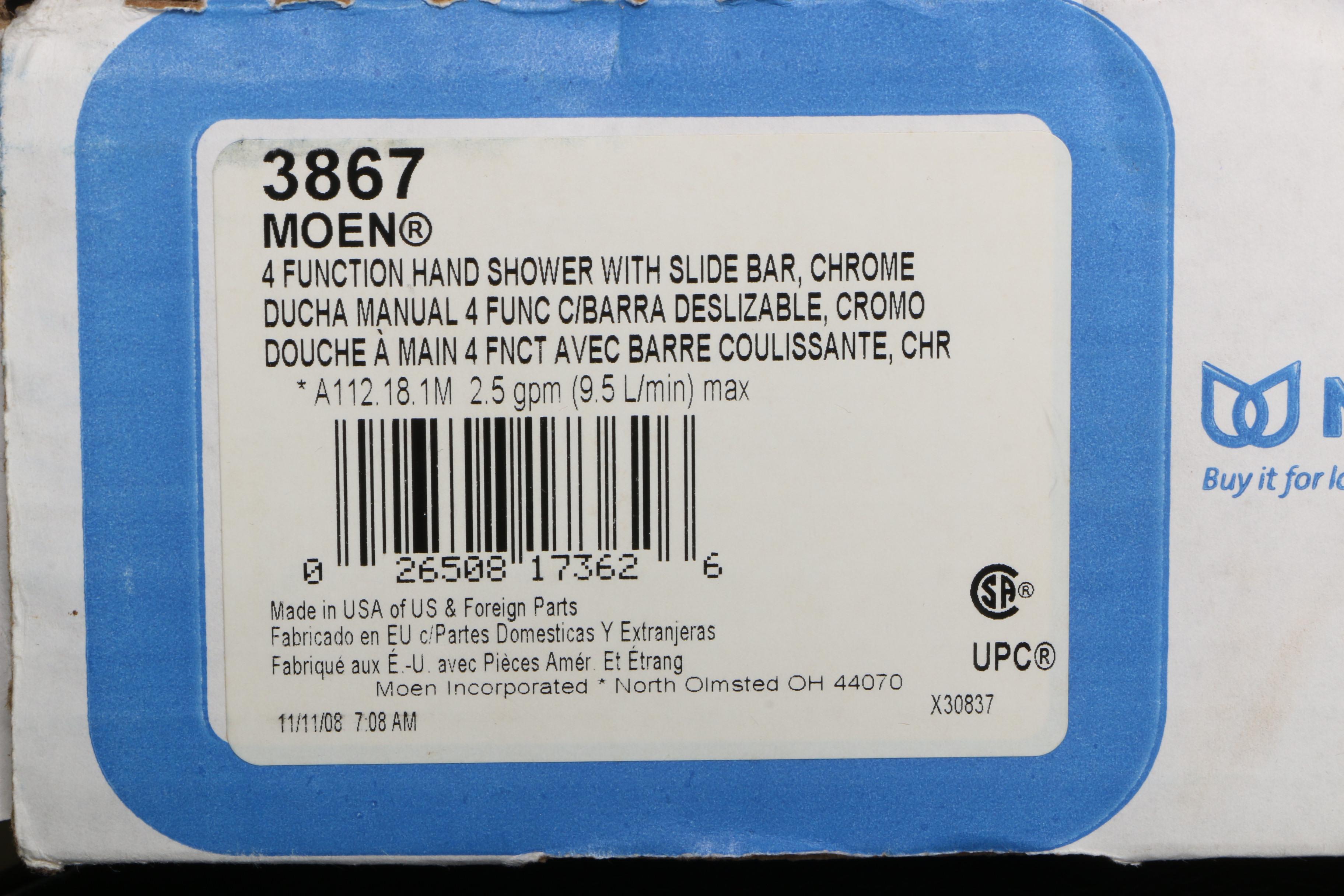 Moen Hand Held Shower Slide Bar