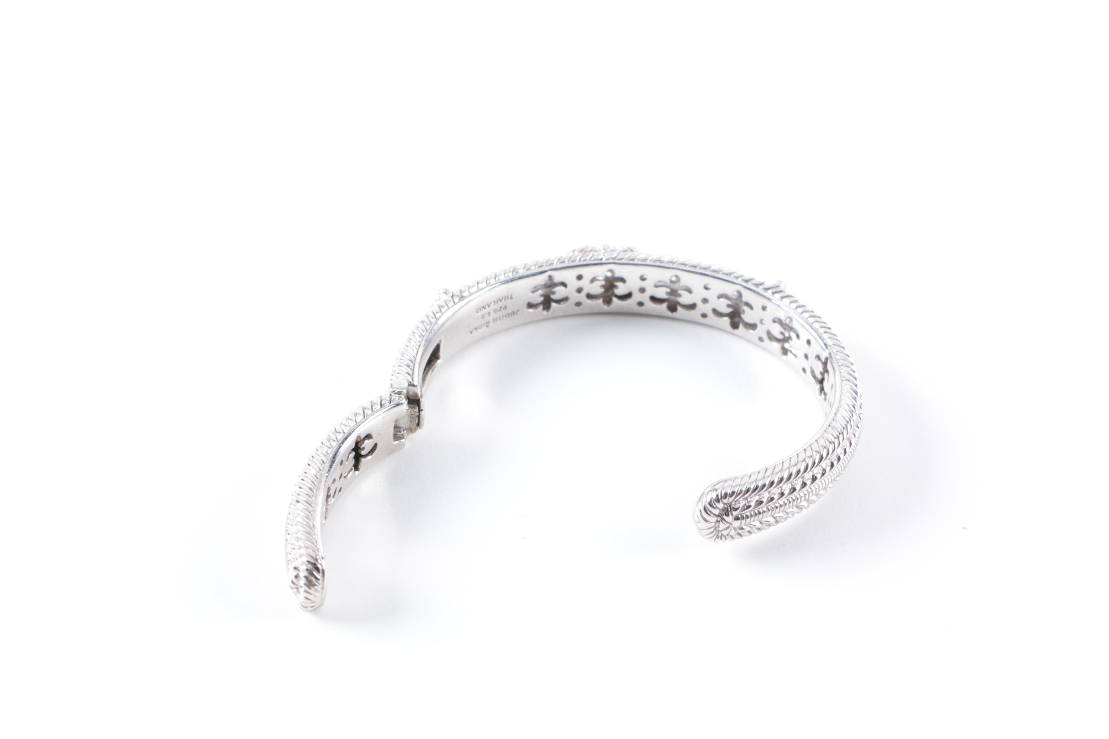 Judith Ripka Sterling Silver and Cubic Zirconia Hinged Cuff Bracelet