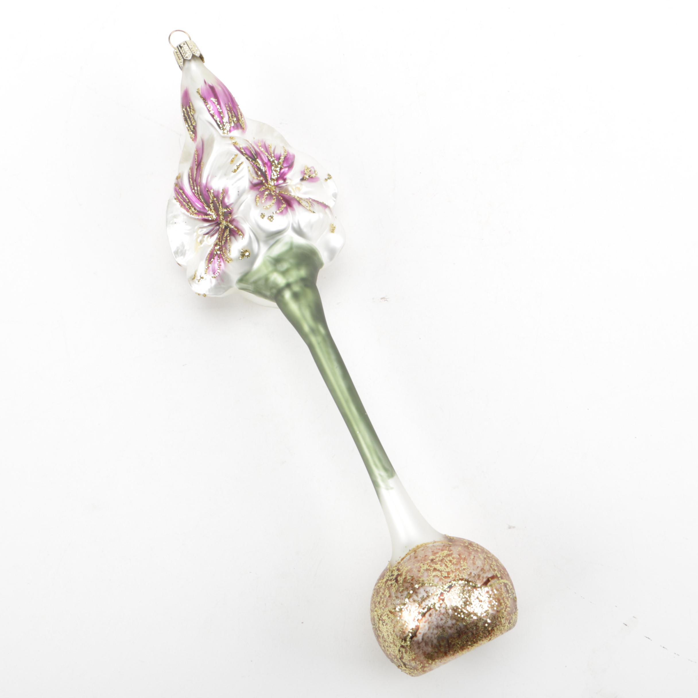 Smith & Hawken Glass Amaryllis Christmas Ornaments