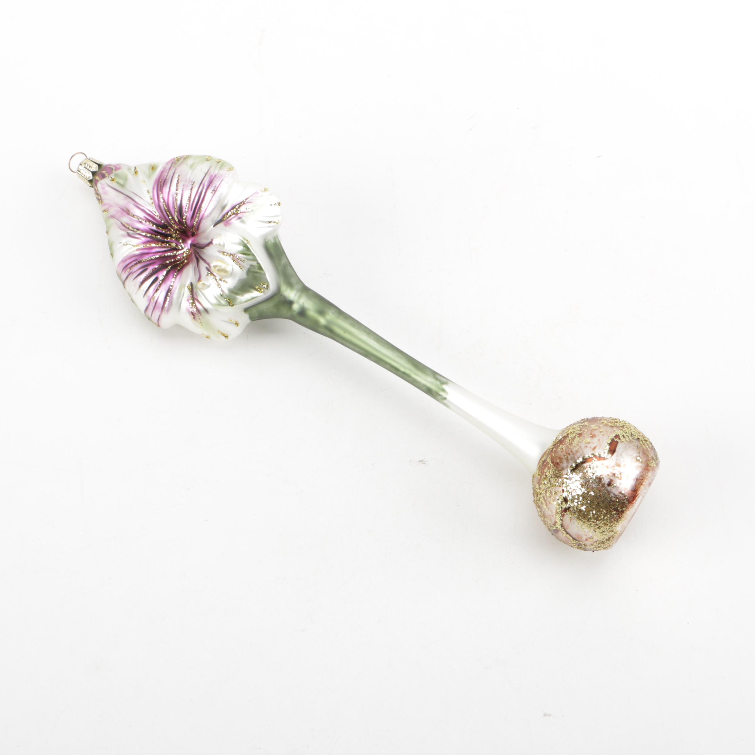 Smith & Hawken Glass Amaryllis Christmas Ornaments