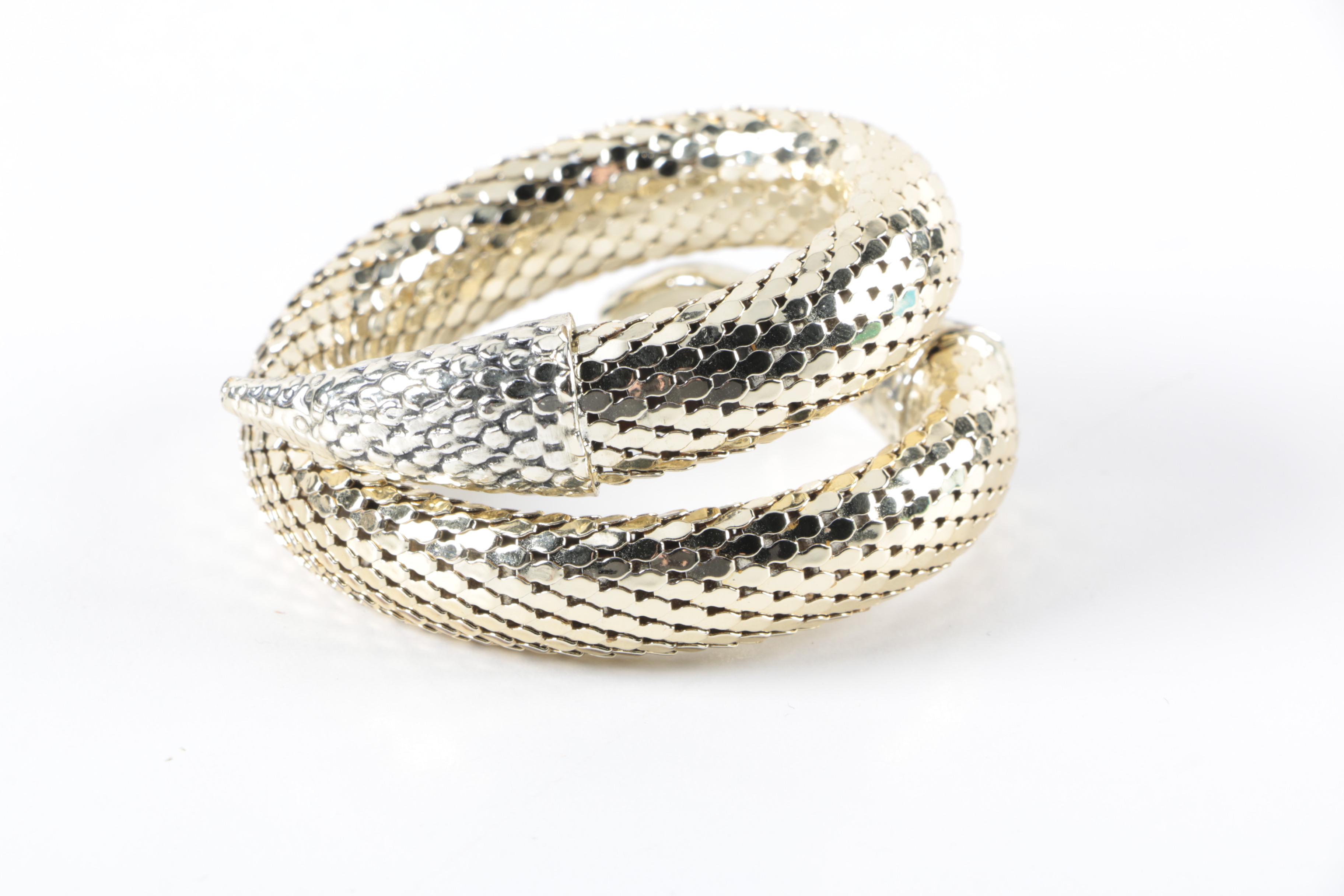 Vintage Whiting & Davis Co. Costume Mesh Snake Bracelet