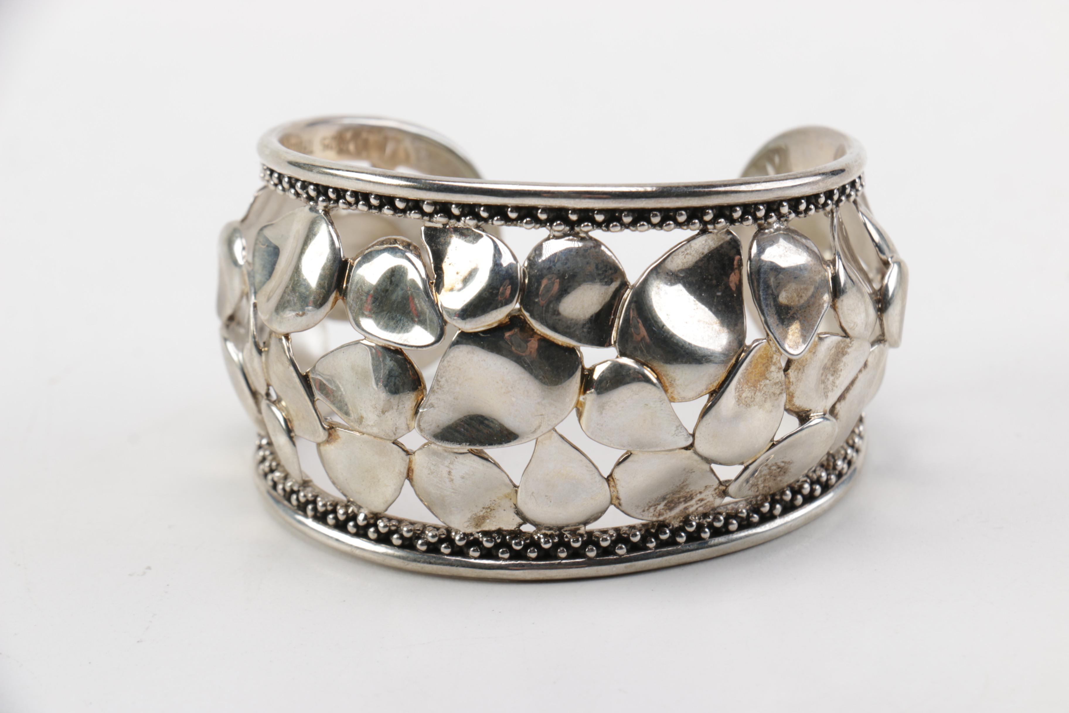 Michael Dawkins Pebbled Sterling Silver Cuff Bracelet