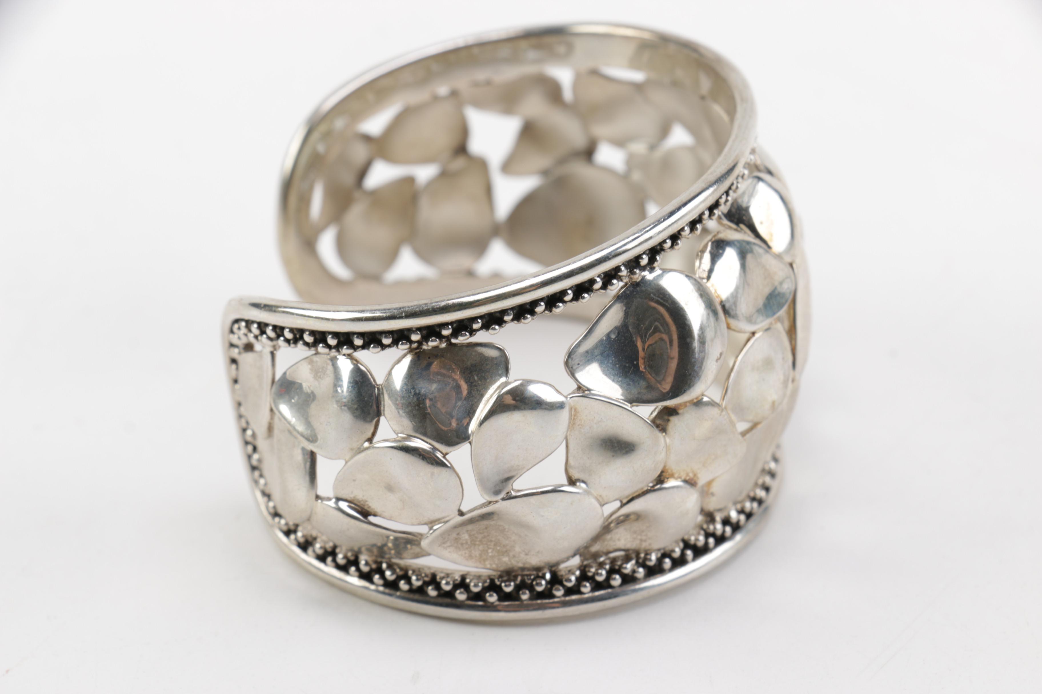 Michael Dawkins Pebbled Sterling Silver Cuff Bracelet