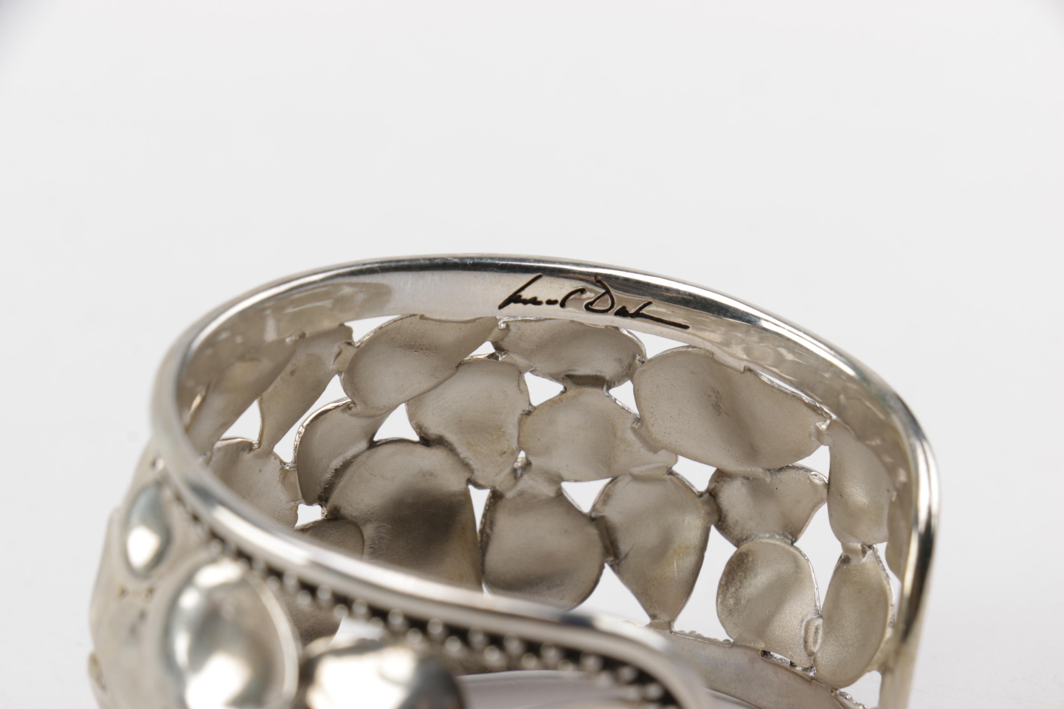 Michael Dawkins Pebbled Sterling Silver Cuff Bracelet
