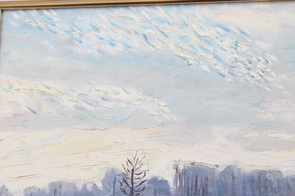 Emerson Burkhart Oil on Canvas "Farm, Sheep Landscape"