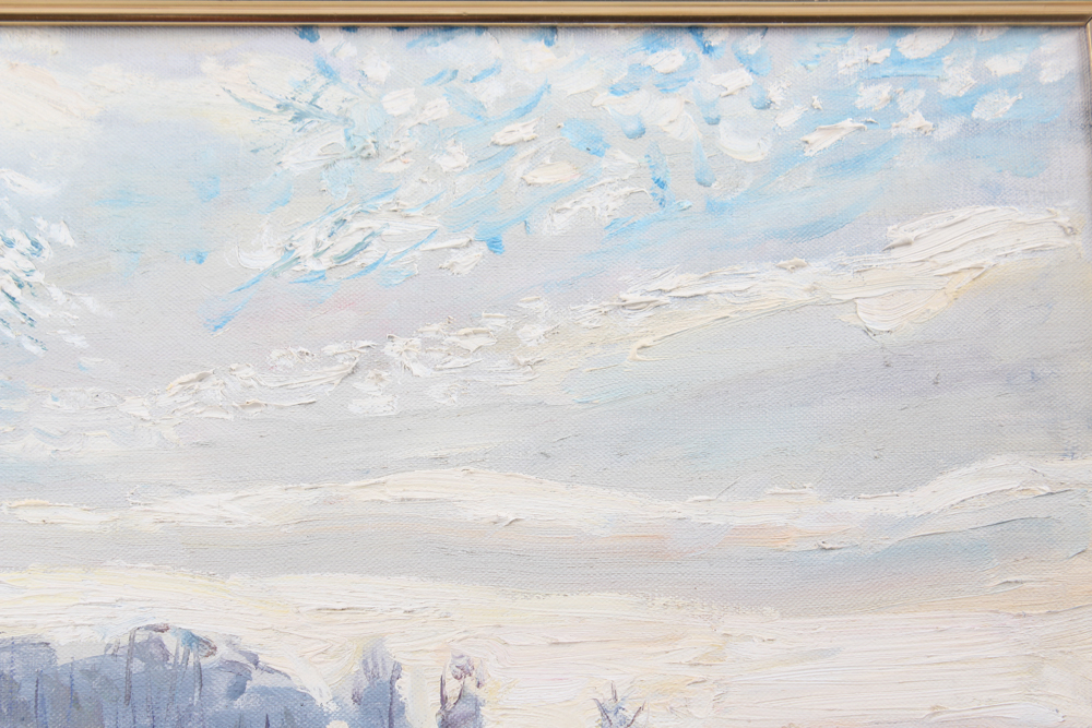 Emerson Burkhart Oil on Canvas "Farm, Sheep Landscape"